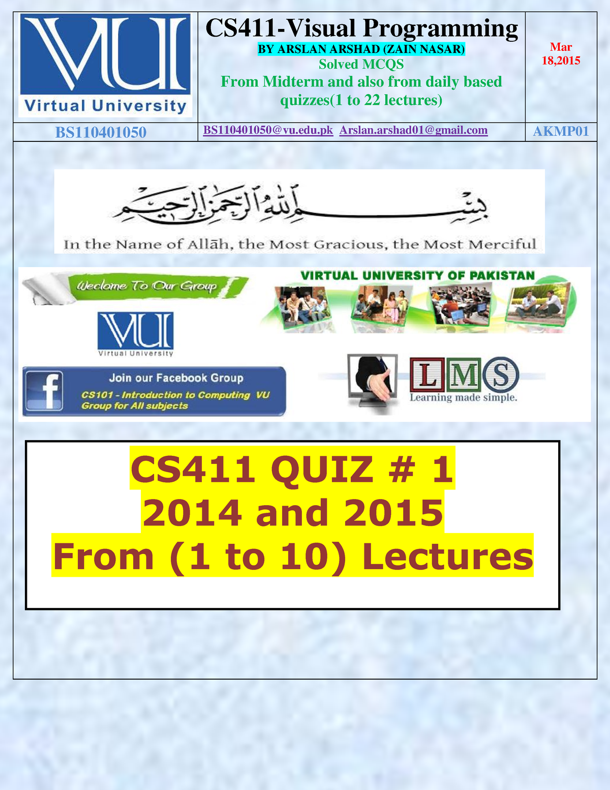 CS411 Midterm MCQs With Reference Solved By Arslan - CS411-Visual ...