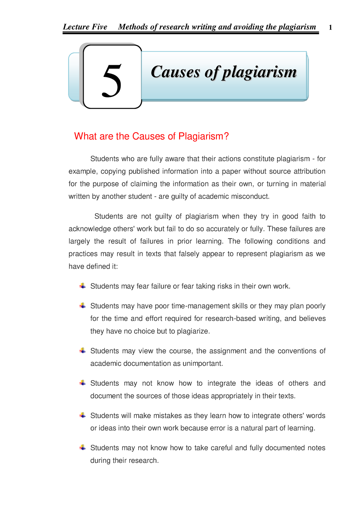 causes of plagiarism in essay writing