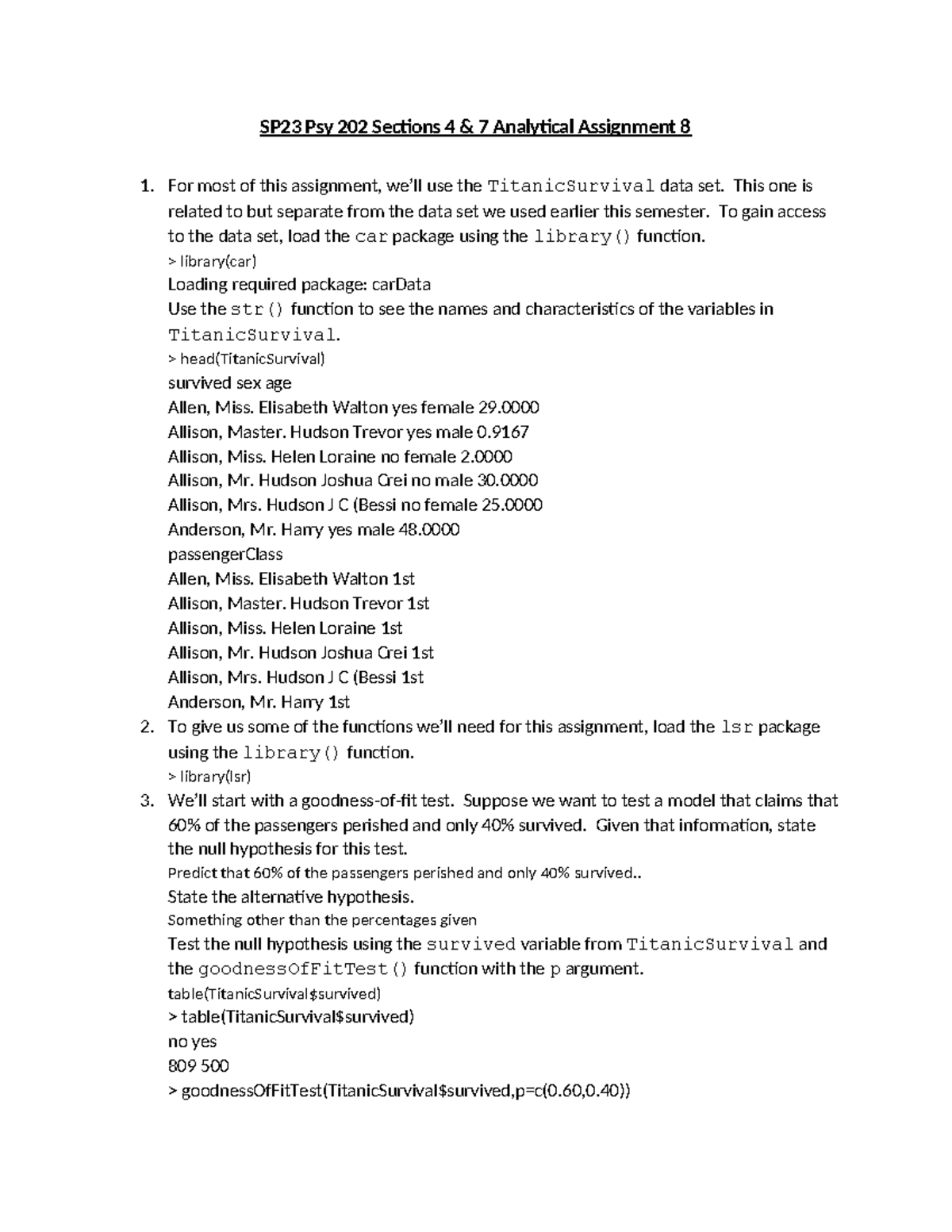 Psy 202 Analytical Assignment 8 - SP23 Psy 202 Sections 4 & 7 ...