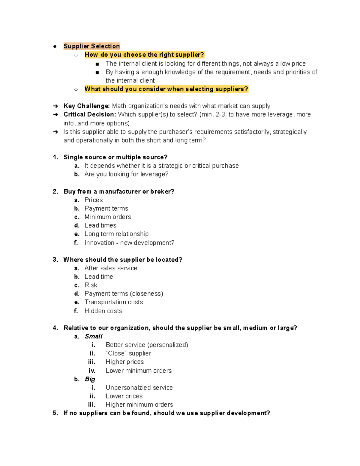 6. Supplier Selection and Evaluation - Supplier Selection How do you ...