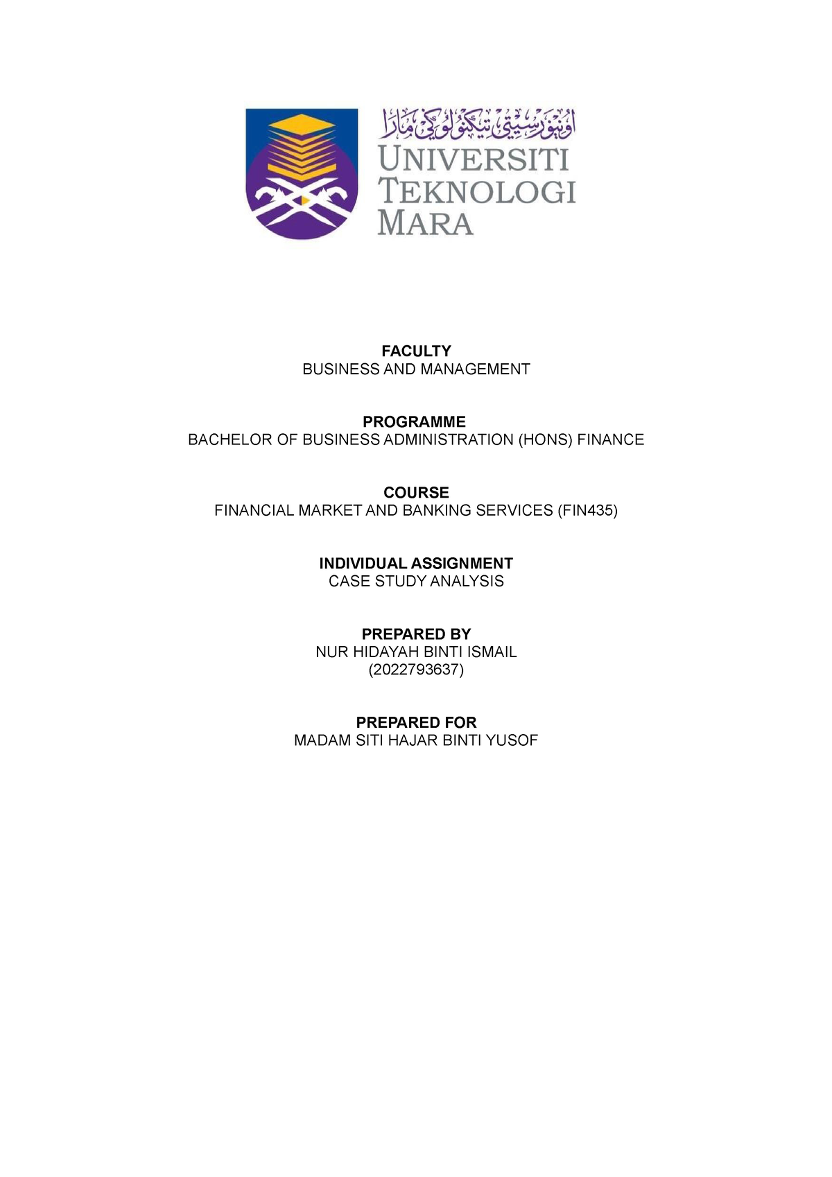 fin435 individual assignment money market