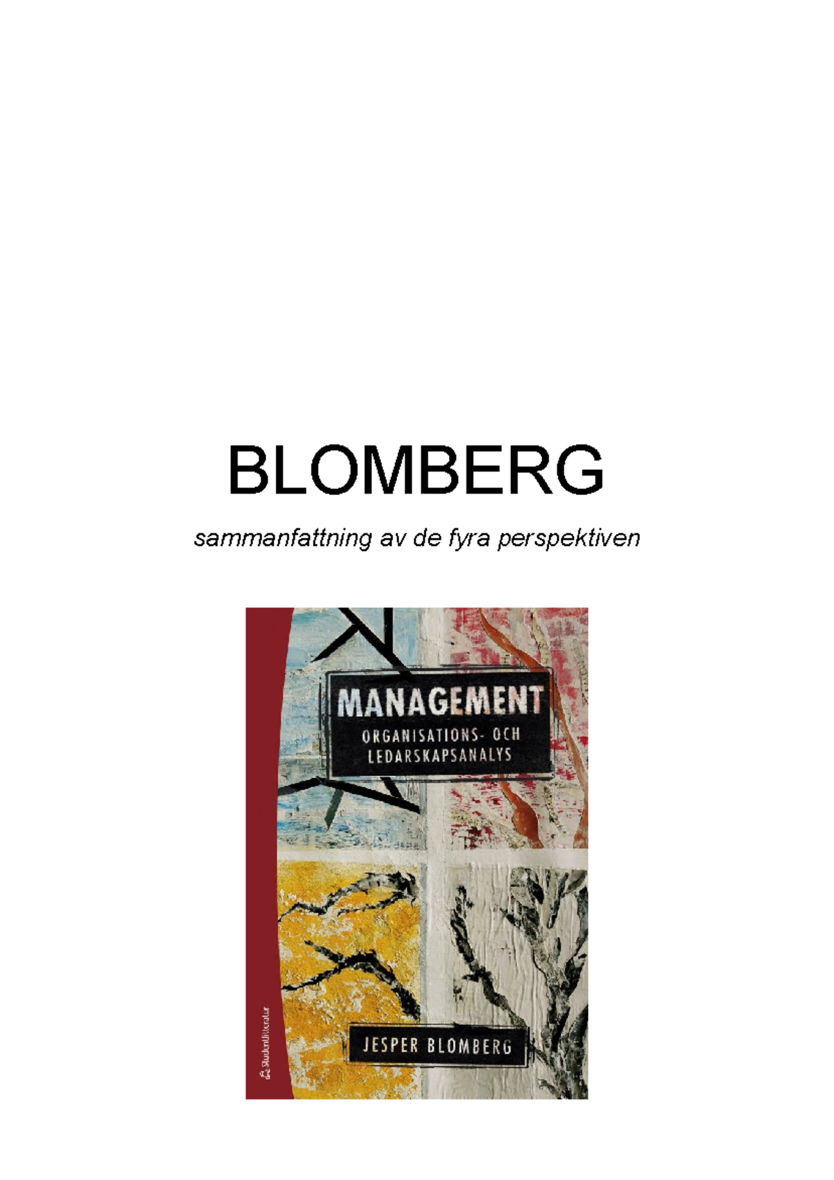 Blomberg - Management, Organisations- Och Ledarskapsanalys ...