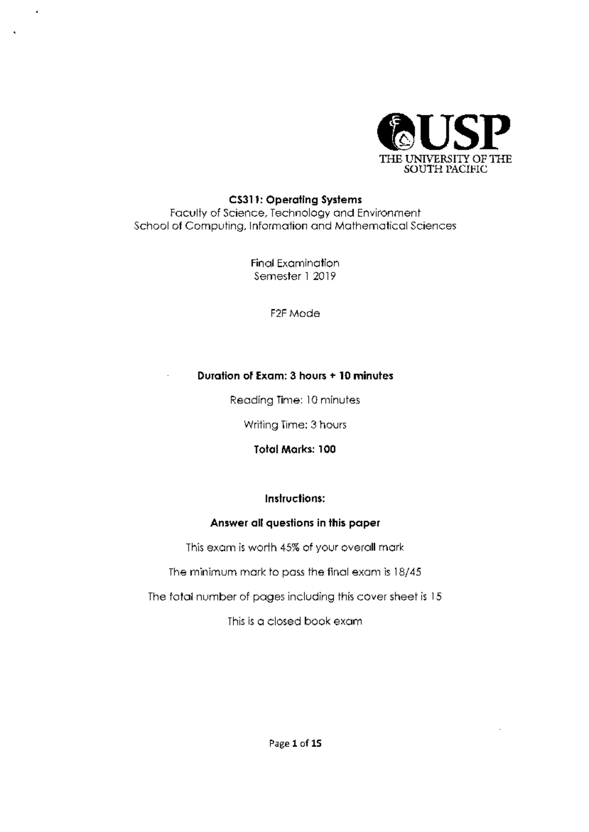 CS311 Exam2019 - asdfasdfa - CS311: Operating Systems eusP THE ...