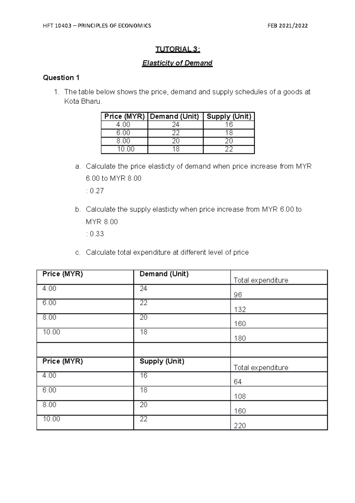 Tutorial 3 Q - latihan kelas - HFT 10403 – PRINCIPLES OF ECONOMICS FEB ...