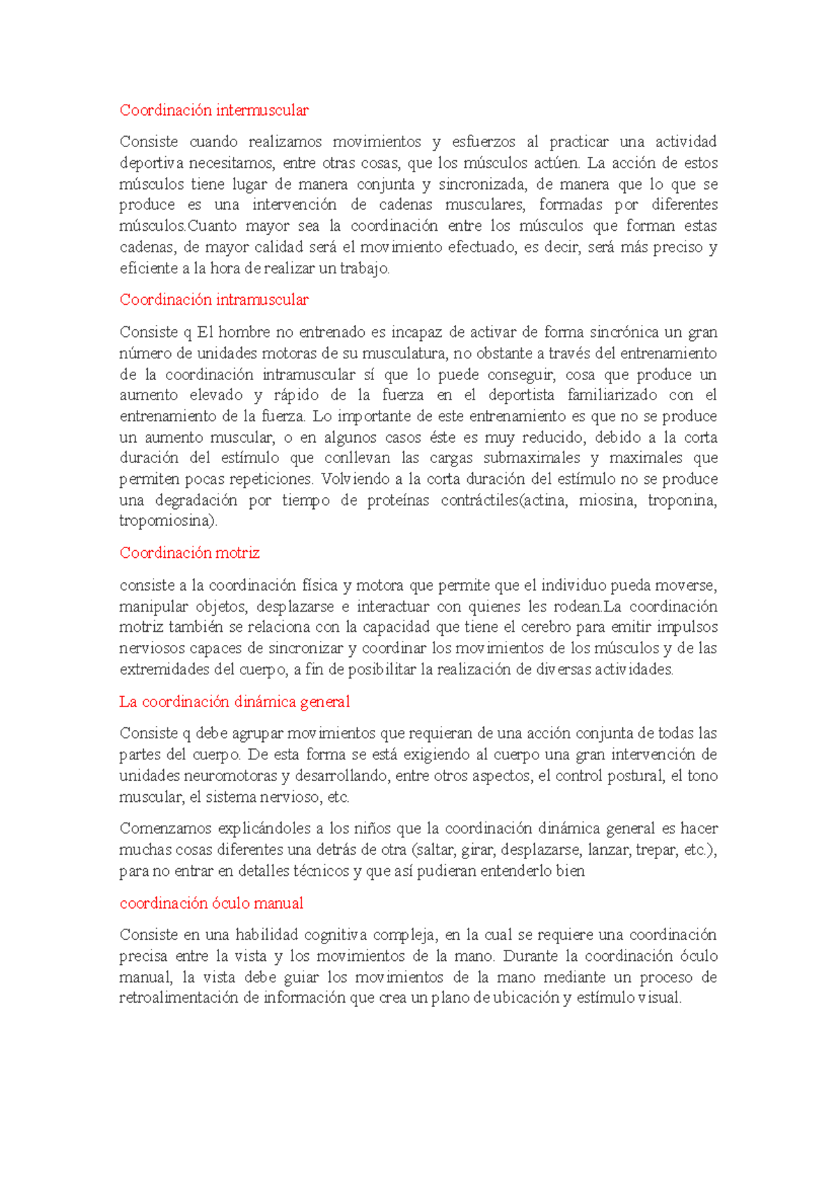 Coordinación intermuscular - Coordinación intermuscular Consiste cuando ...