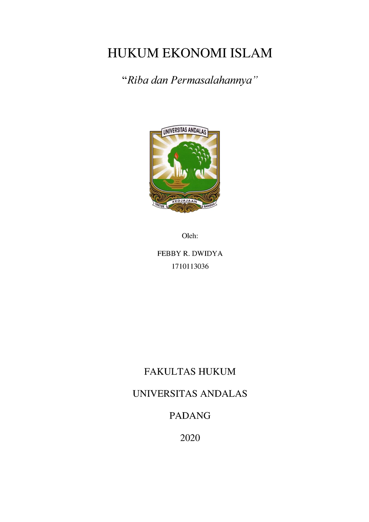 Riba Dan Permasalahannya - HUKUM EKONOMI ISLAM “Riba Dan ...