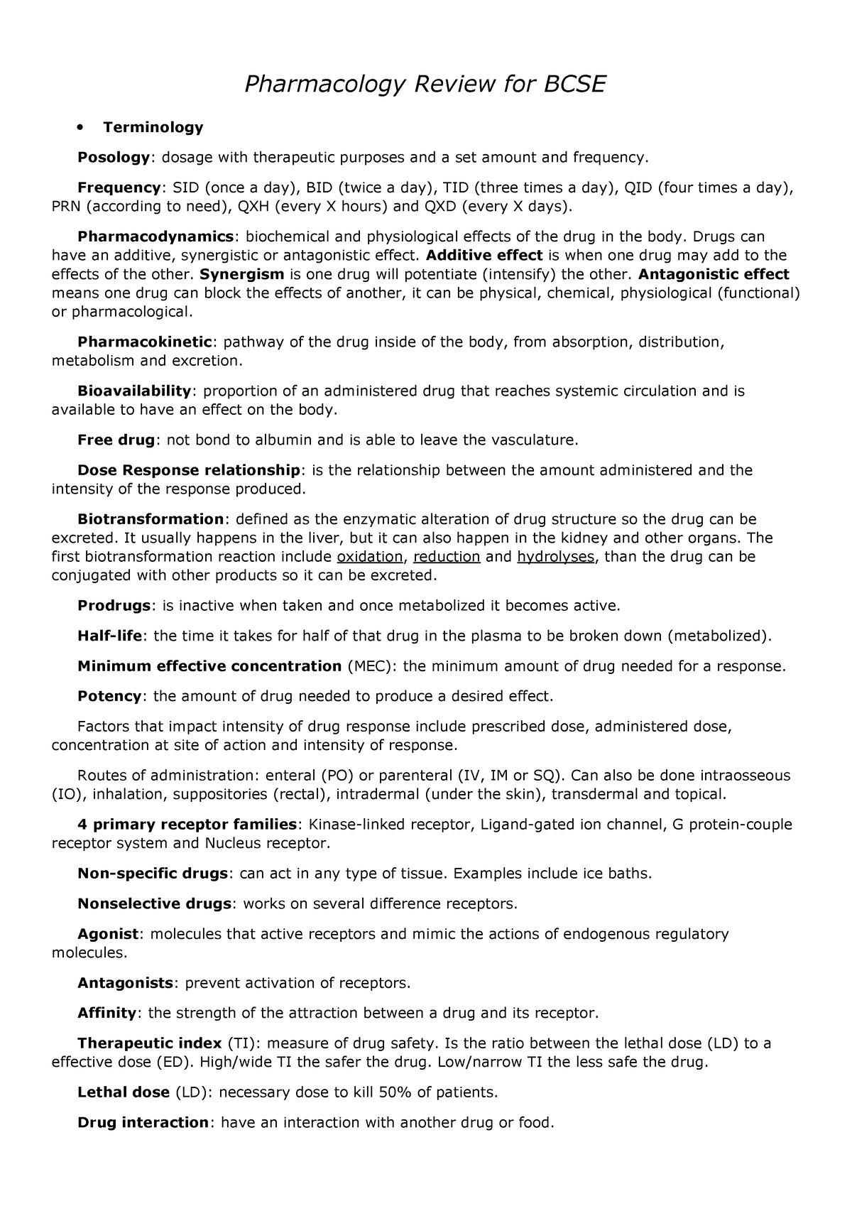 pharmacology-review-for-bcse-frequency-sid-once-a-day-bid-twice