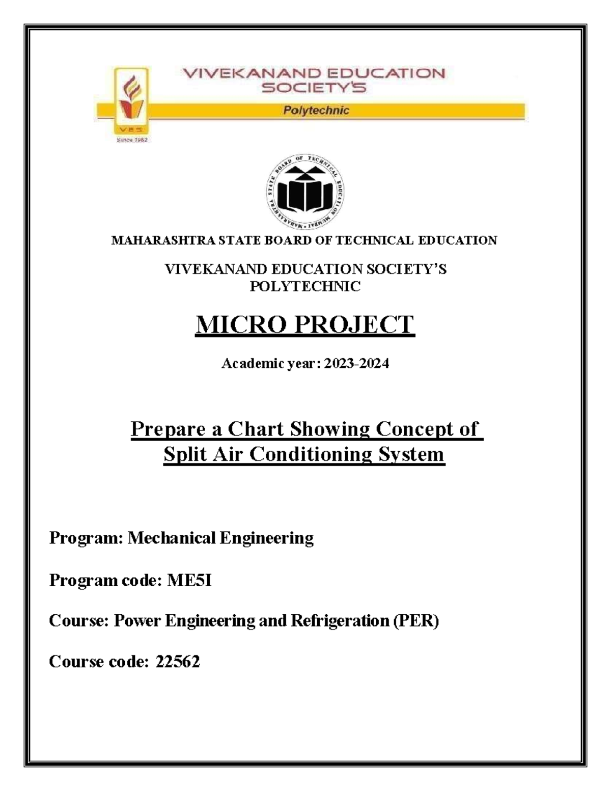 Power Engineering and Refrigeration (PER) Atharva Kharangate