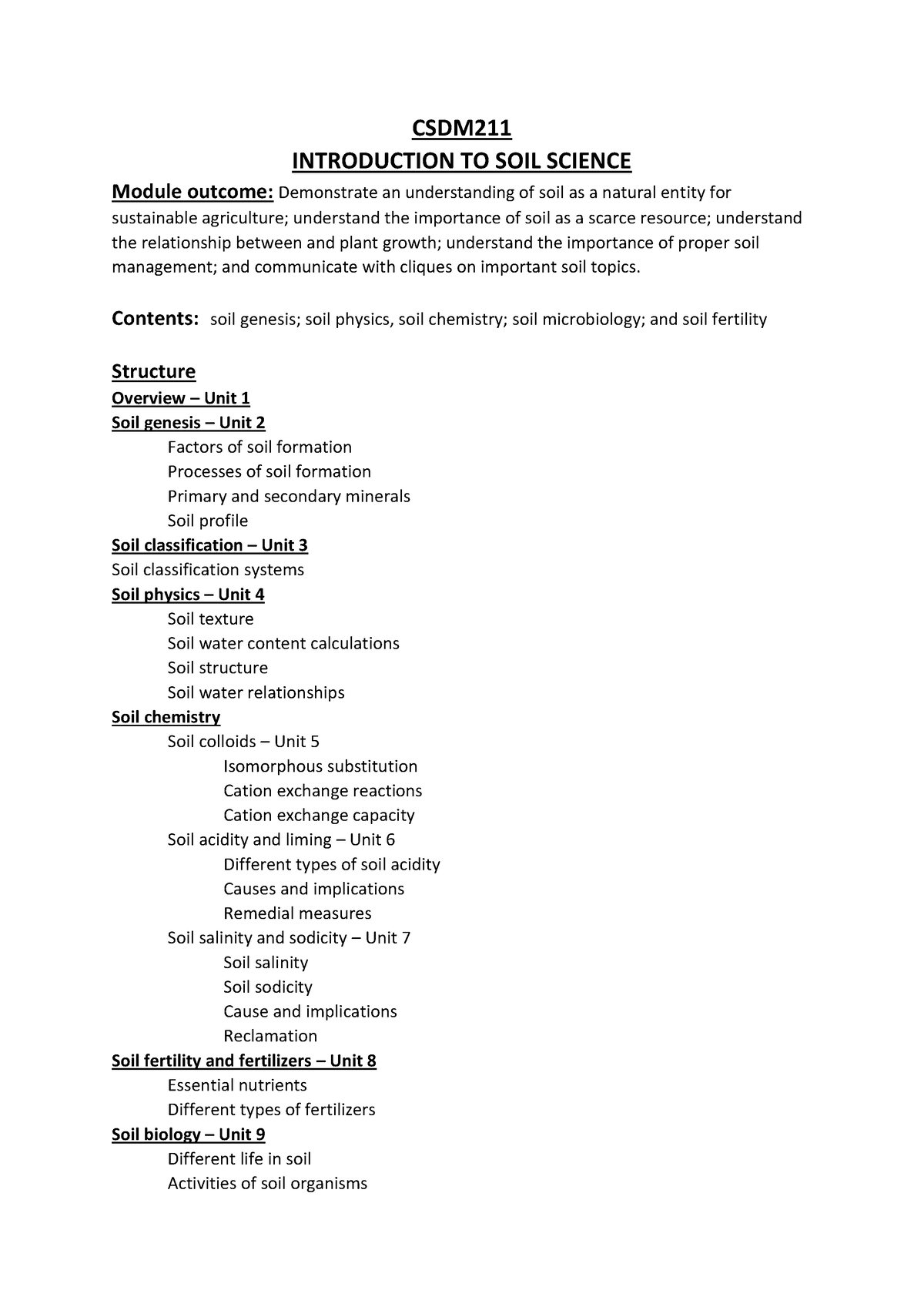 Csdm 211 2022 Overview - Nasipi - Csdm Introduction To Soil Science 