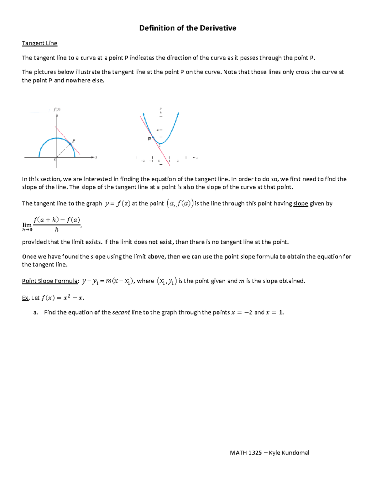 3.4 Definition of the Derivative (Blank) Definition of the