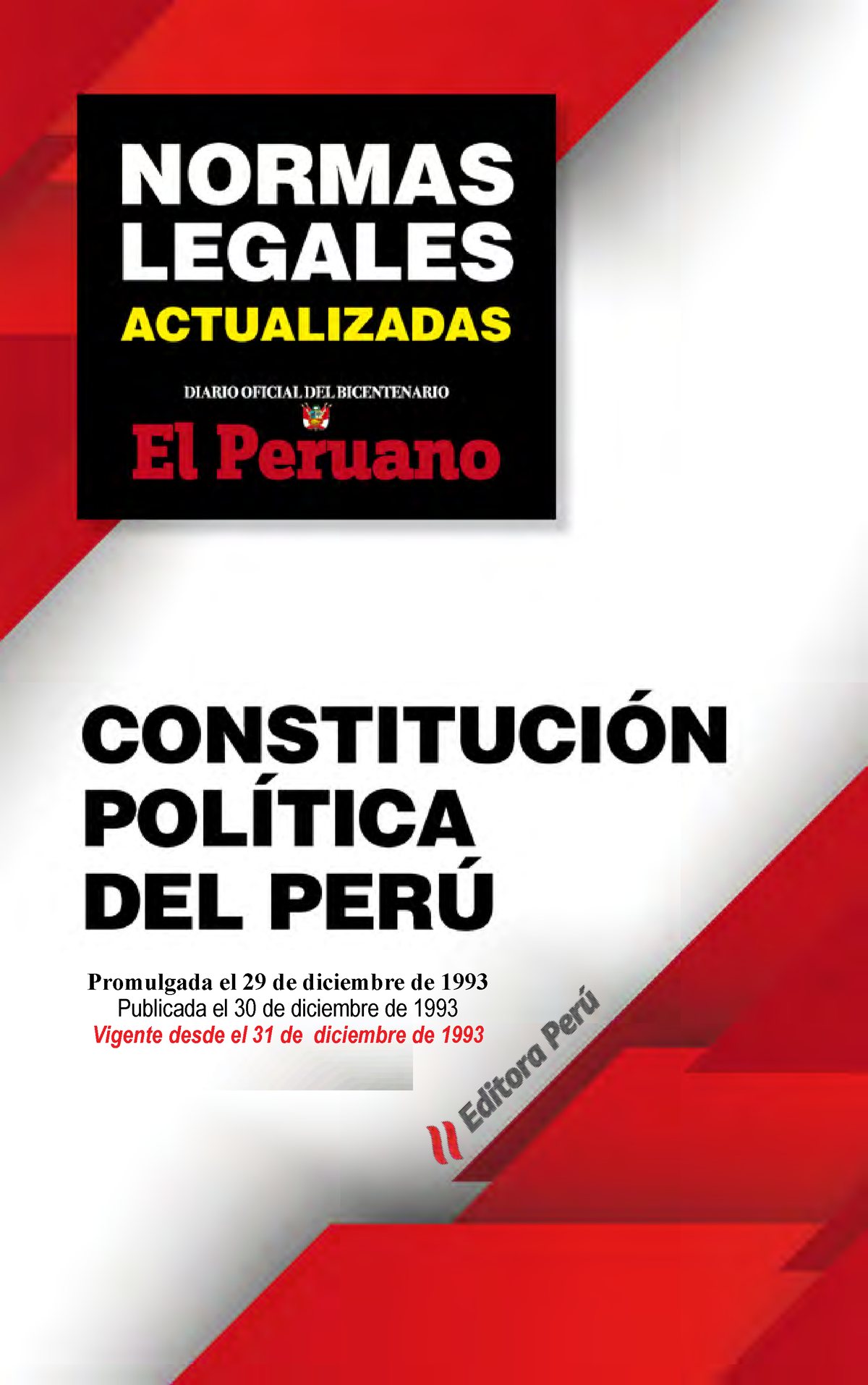 Constitucion Politica Del Peru 1993 Actualizada - Promulgada El 29 De ...