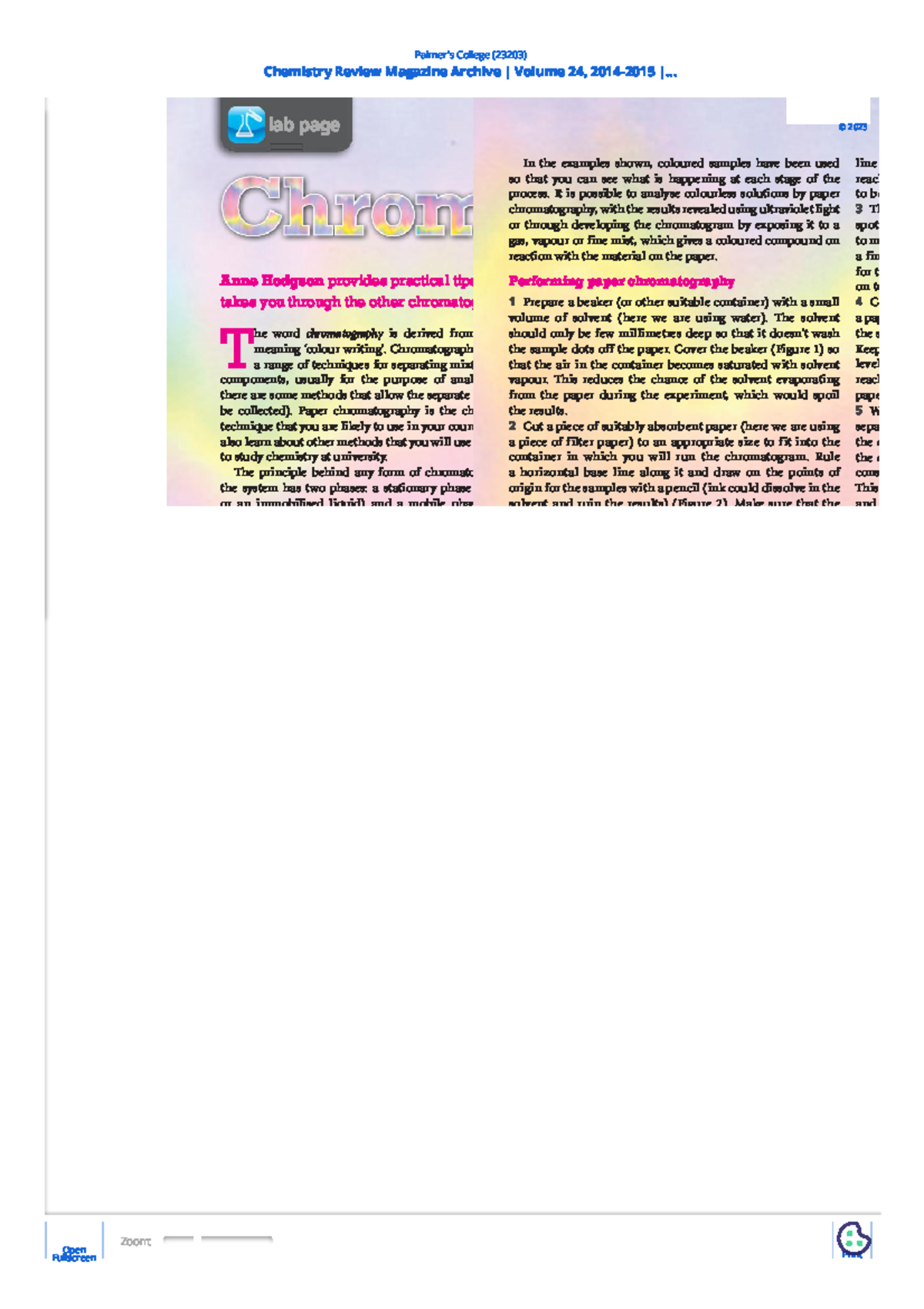 Chem Sci Rev 1 T he word chromatography is derived from Greek words