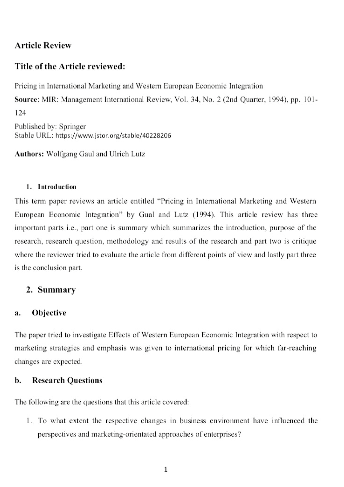 journal article review on marketing management pdf