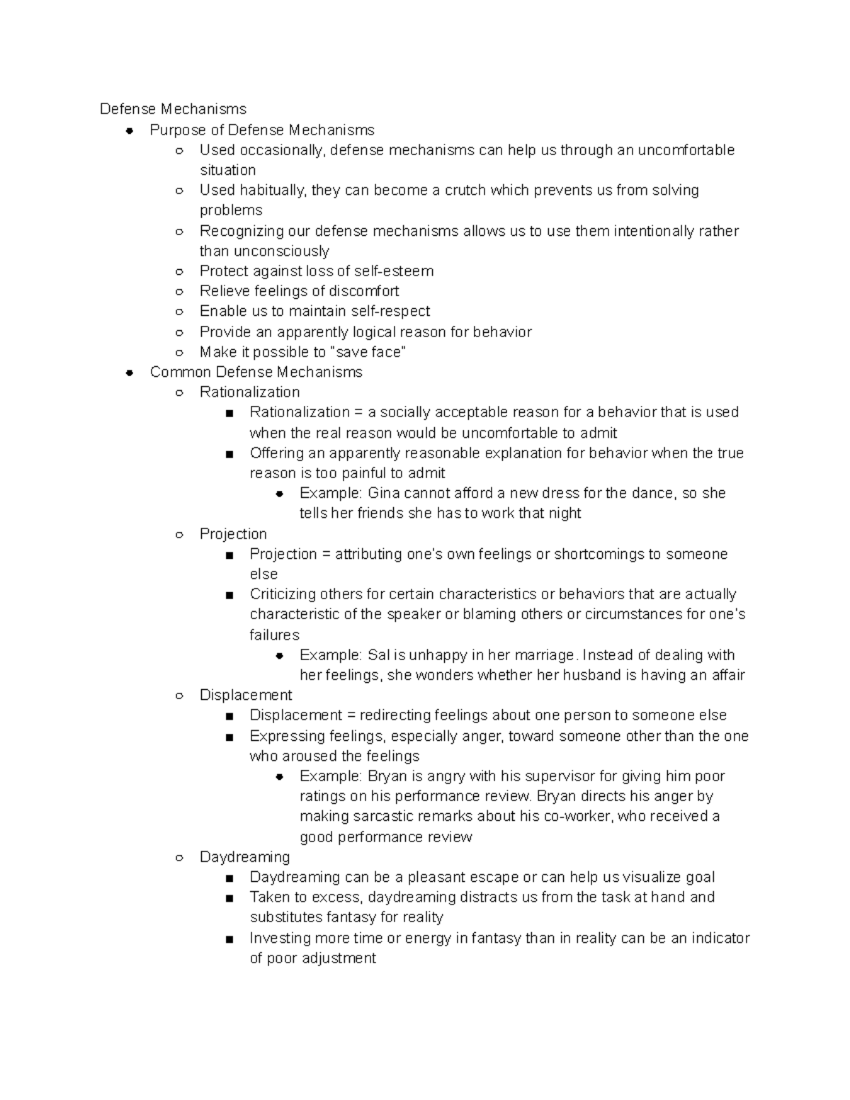 Week 5 Instruction Notes Defense Mechanisms Purpose of Defense