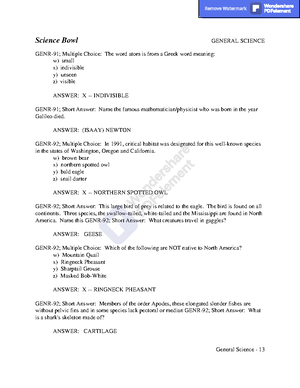 MCQ - science quiz mcq - Science Bowl GENERAL SCIENCE General Science ...