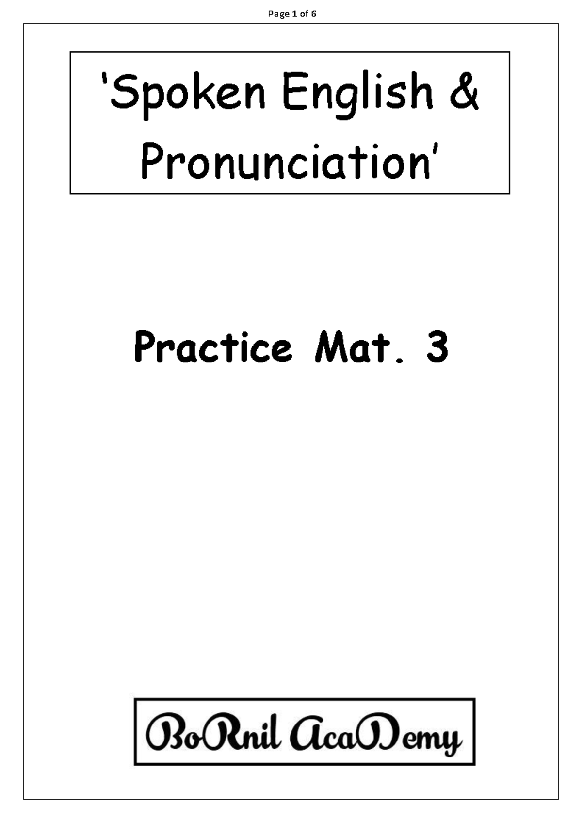 Lecture 3 - ‘Spoken English & Pronunciation’ Practice Mat. 3 ...