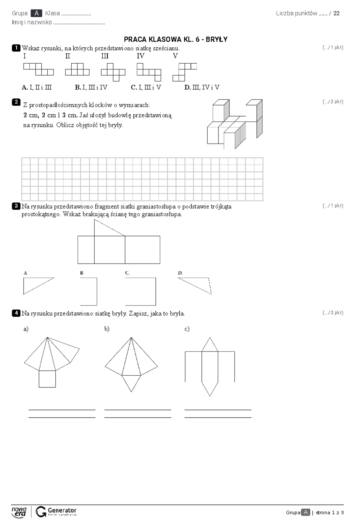 Sprawdzian Bryły Obrotowe Nowa Era www.studocu.com