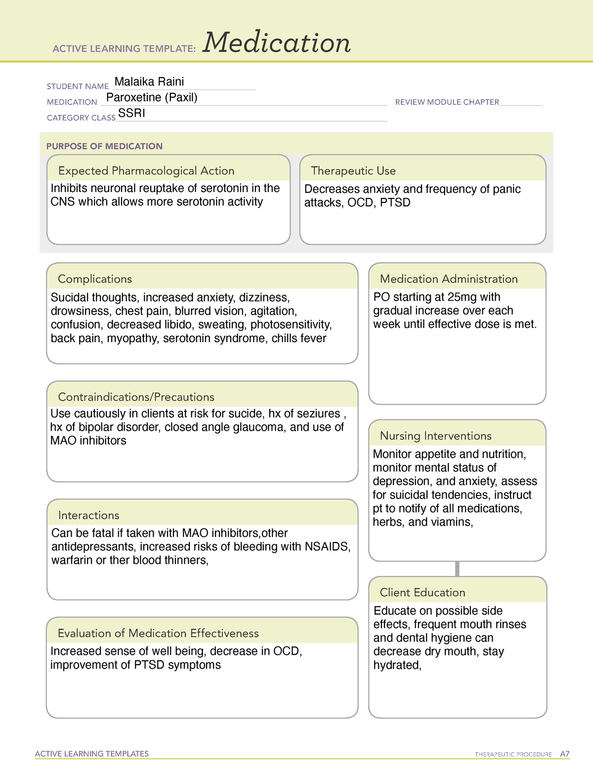Active Learning Template medication5 ACTIVE LEARNING TEMPLATES