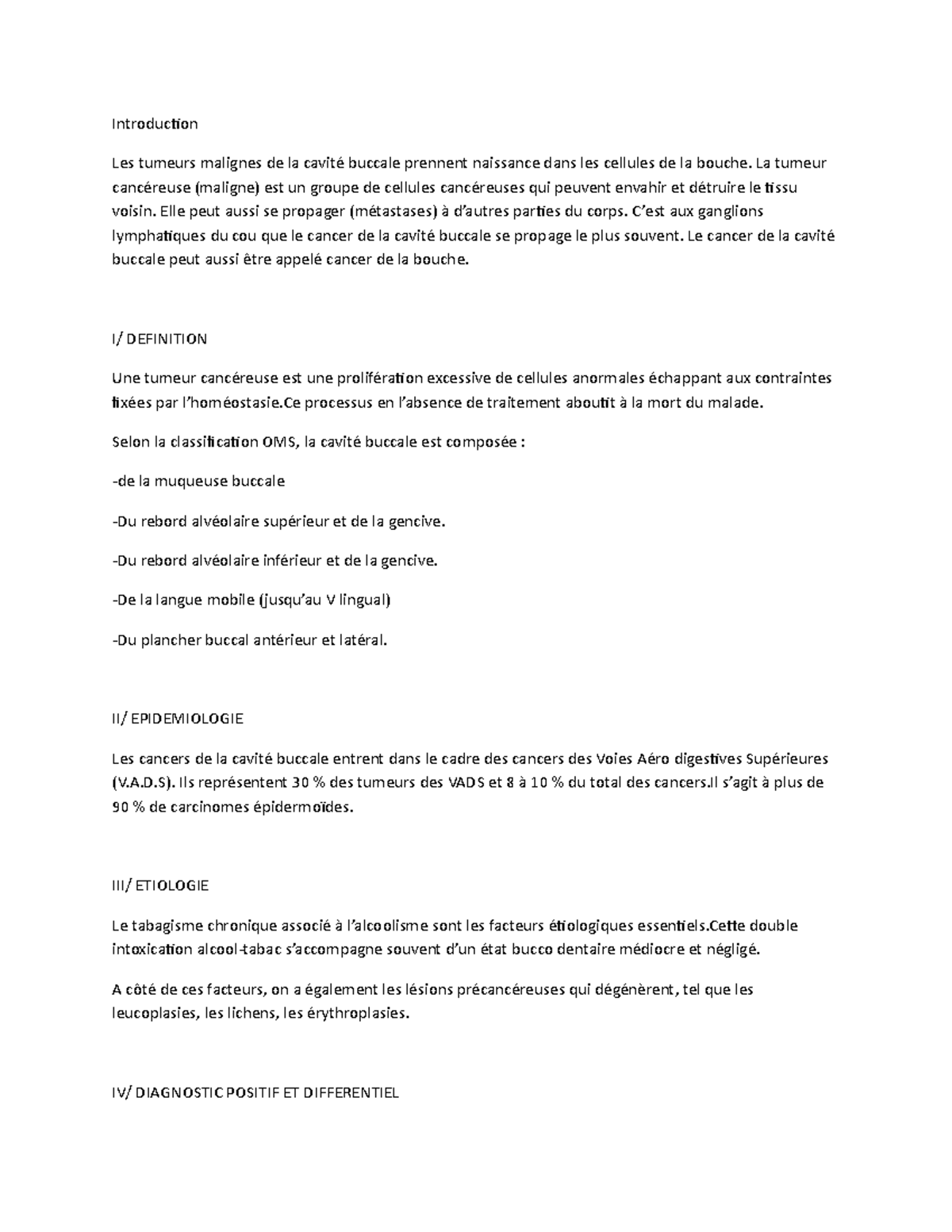 Tumeurs malignes cours Introduction Les tumeurs malignes de la cavité