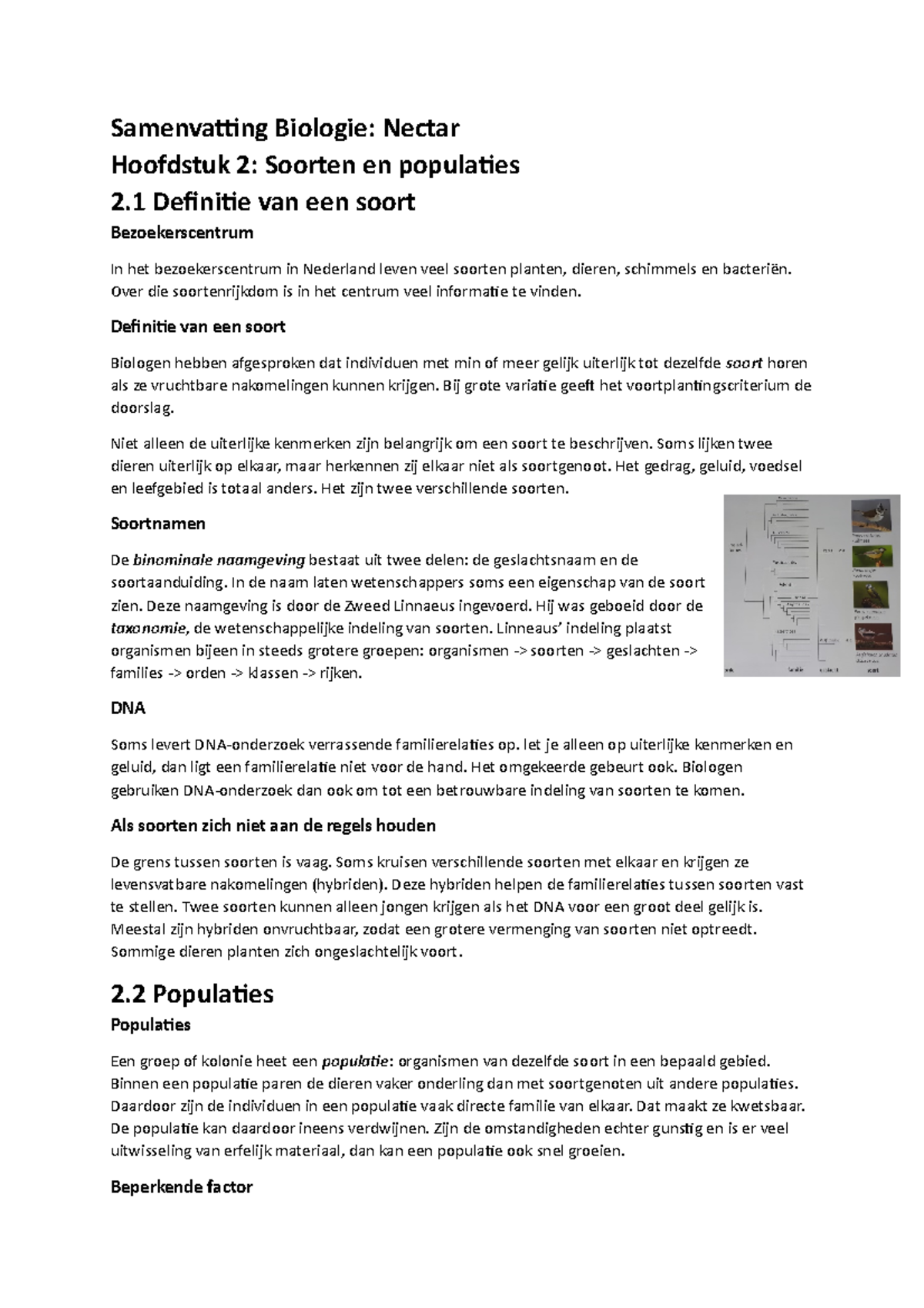 Samenvatting Hoofdstuk 2 Soorten En Populaties - Samenvatting Biologie ...