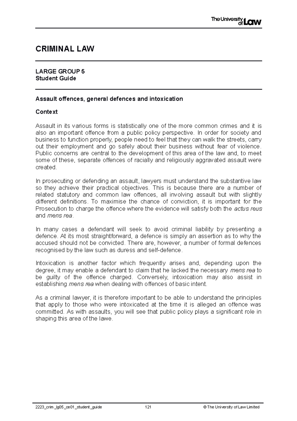 2223 crim lg05 ce01 student guide - CRIMINAL LAW LARGE GROUP 5 Student ...