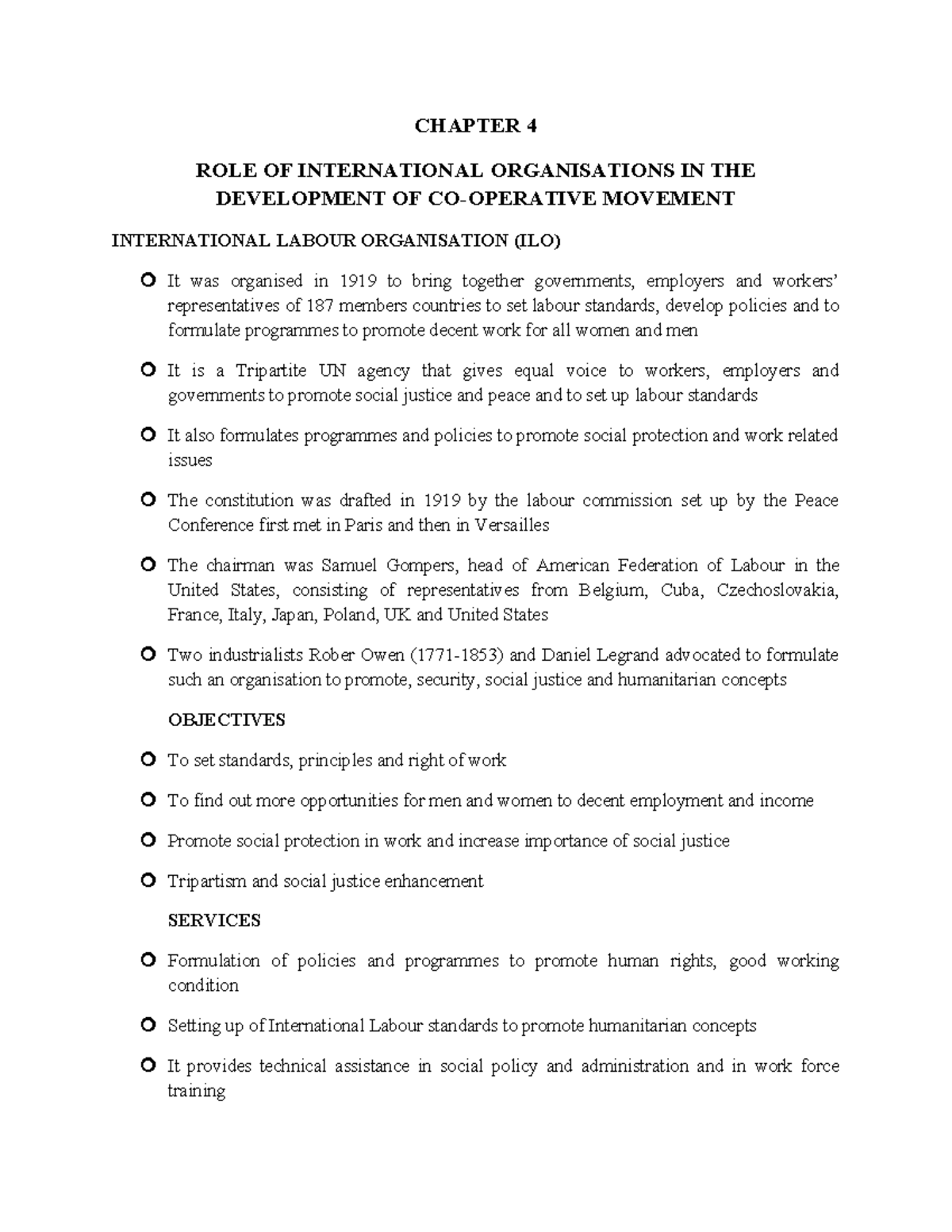 Chapter 4 - notes - CHAPTER 4 ROLE OF INTERNATIONAL ORGANISATIONS IN ...