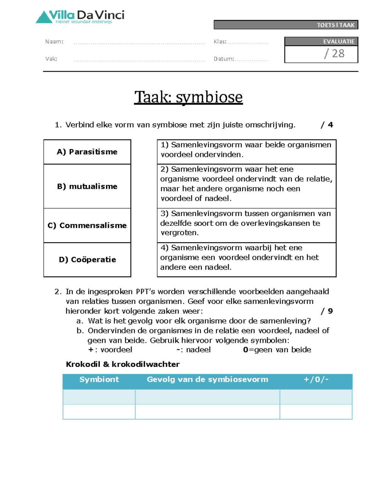 Taak Symbiose - Biochemie - UGent - Studocu