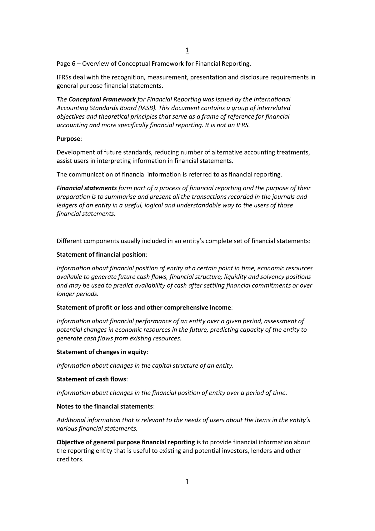 FAC1601 Study Notes 2018 - 6 Overview of Conceptual Framework for ...