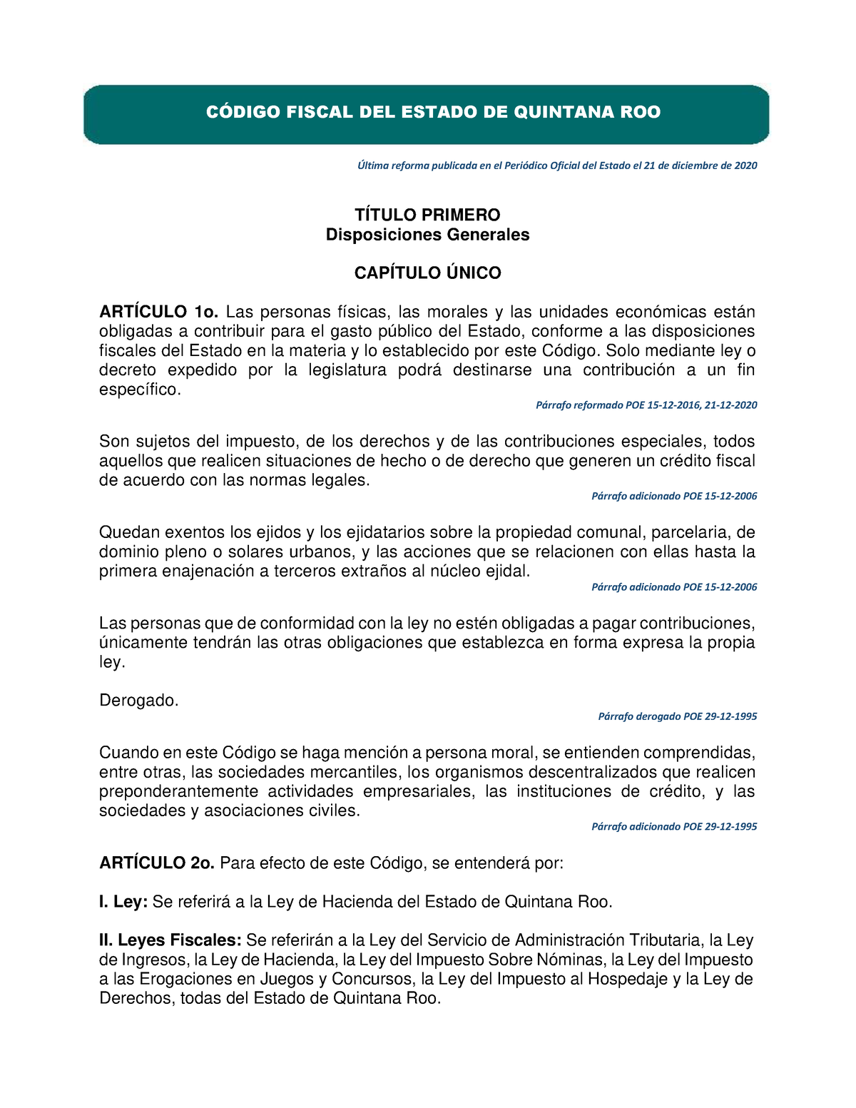 Codigo Fiscal Del Estado De Quintana Roo Cdigo Fiscal Del Estado De