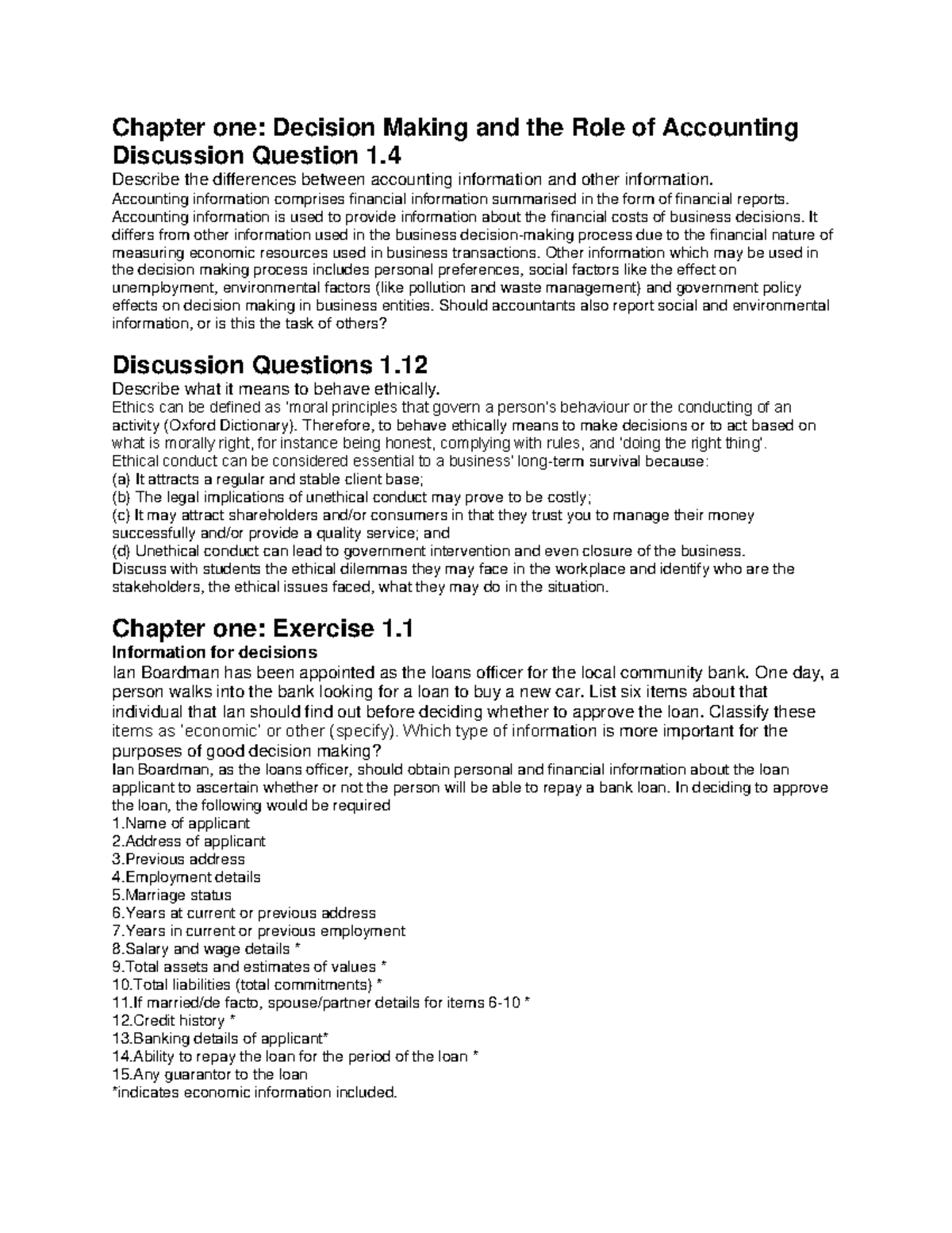 Practice 1 Questions And Answers Topic 1 - Chapter One: Decision Making ...