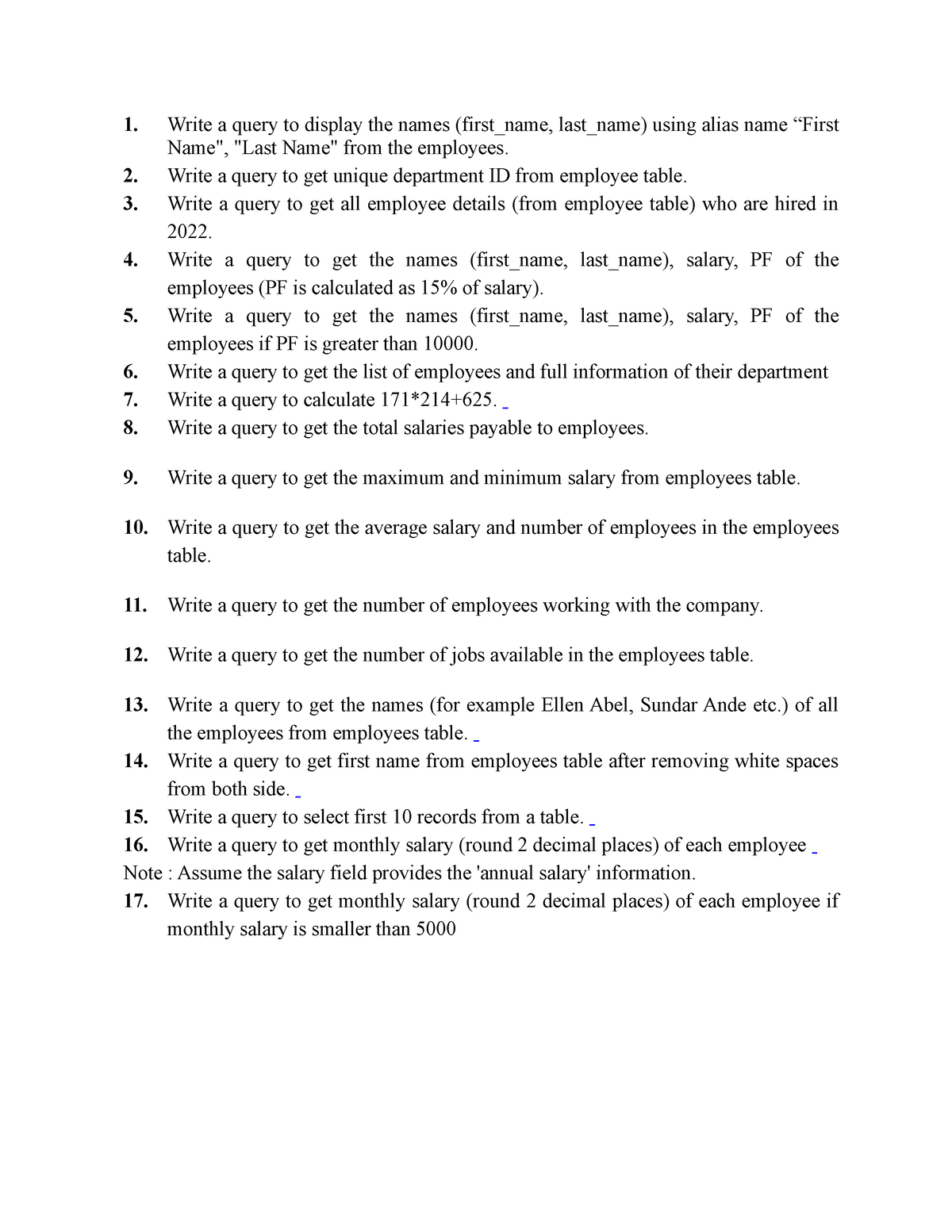 2 Basic Select Statement - Write A Query To Display The Names (first ...