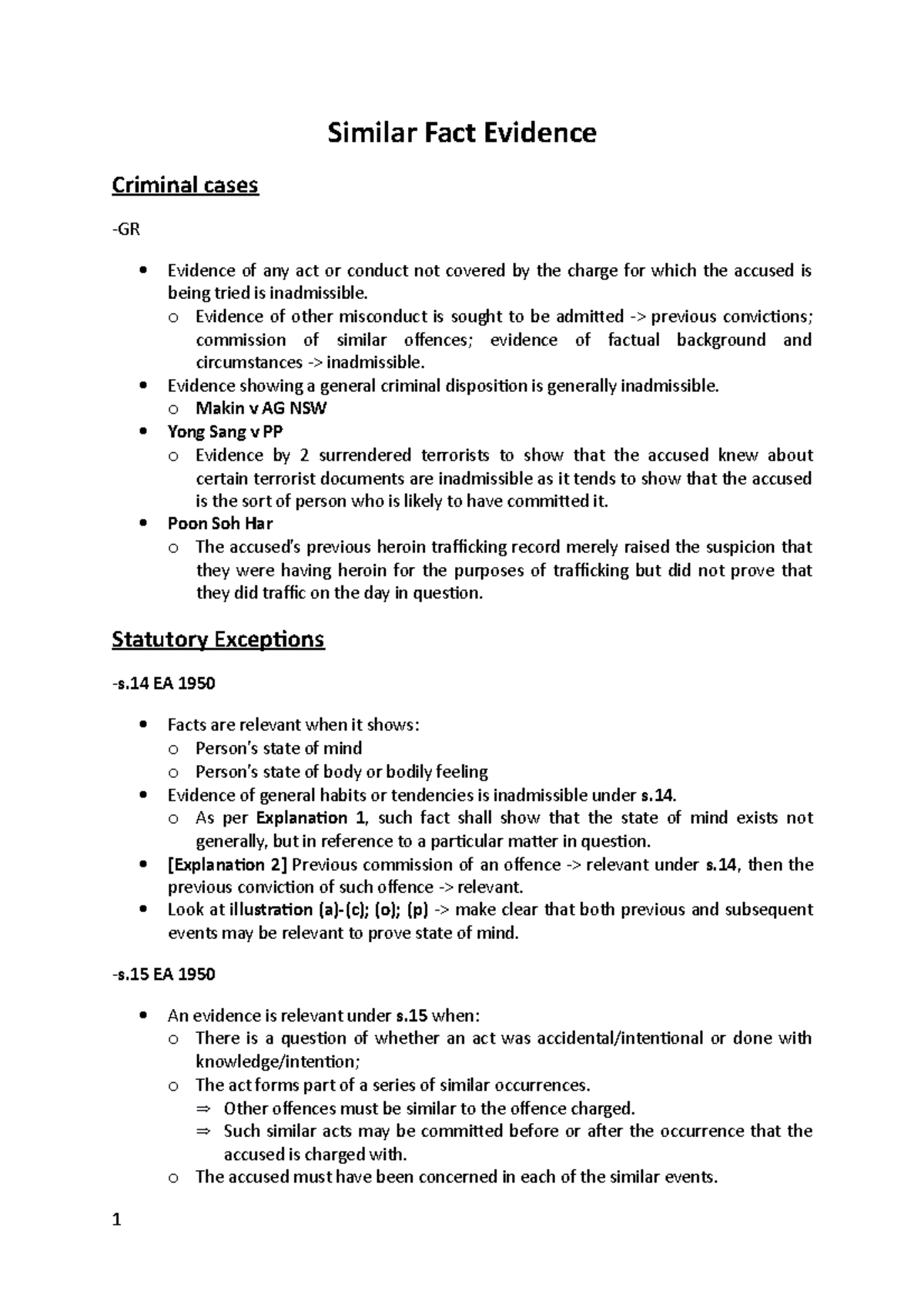 Similar Fact Evidence - aaaaaaaaaaaaaaaaaaaaaaaaaaaaaaaaaa - Studocu