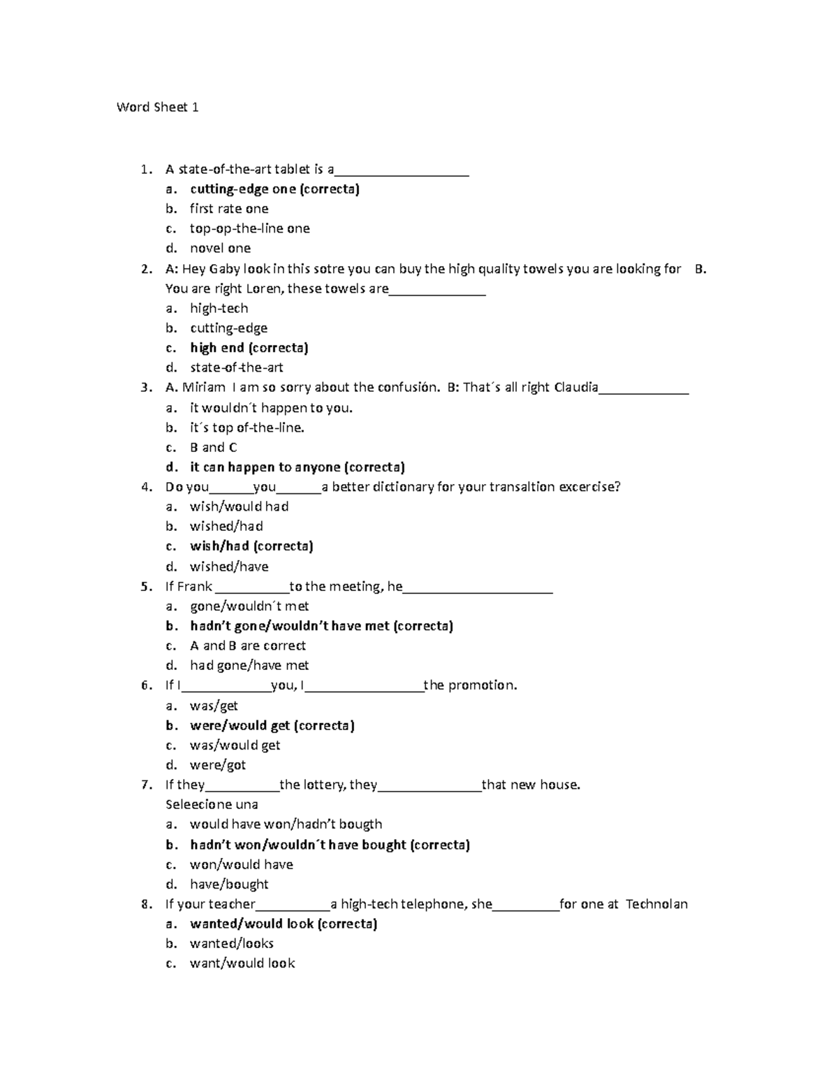 Word Sheet 1 - Nivel 12 - Word Sheet 1 1. A state-of-the-art tablet is ...