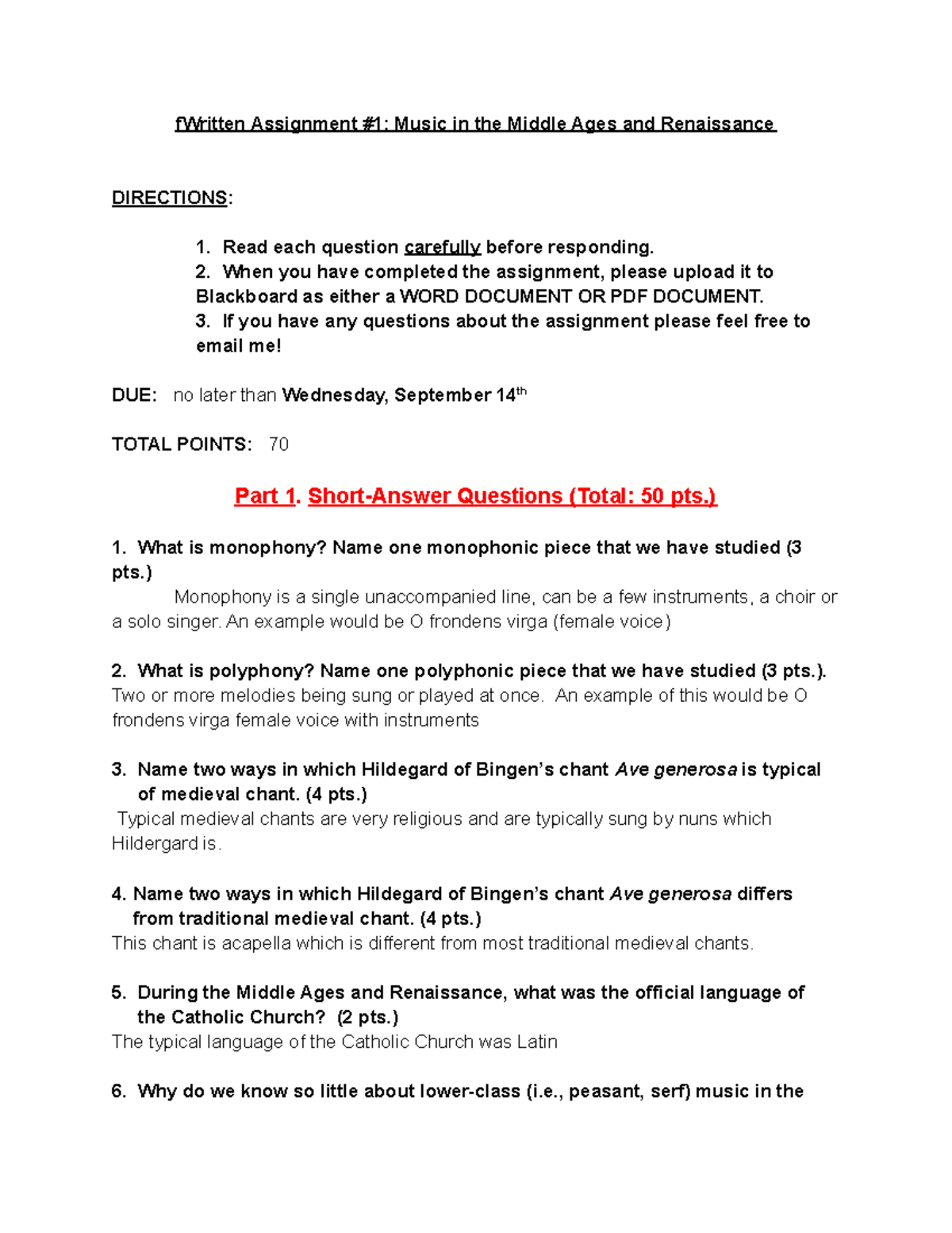 Music Assignment 1 fWritten Assignment 1 Music in the Middle Ages