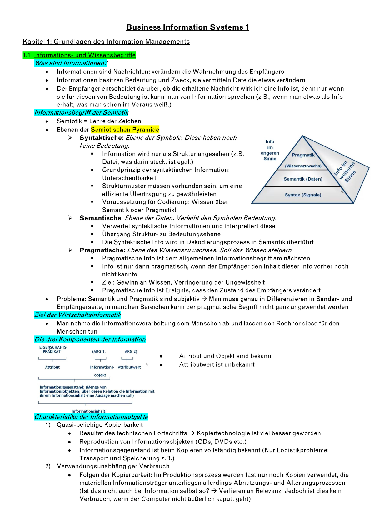 Wirtschaftsinformatik 1 - Zusammenfassung - Business Information ...