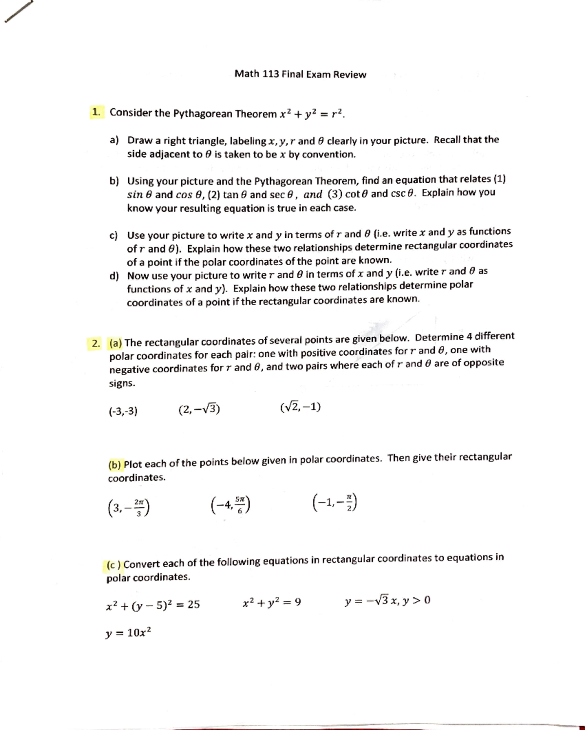 math 3 unit 4 final exam review