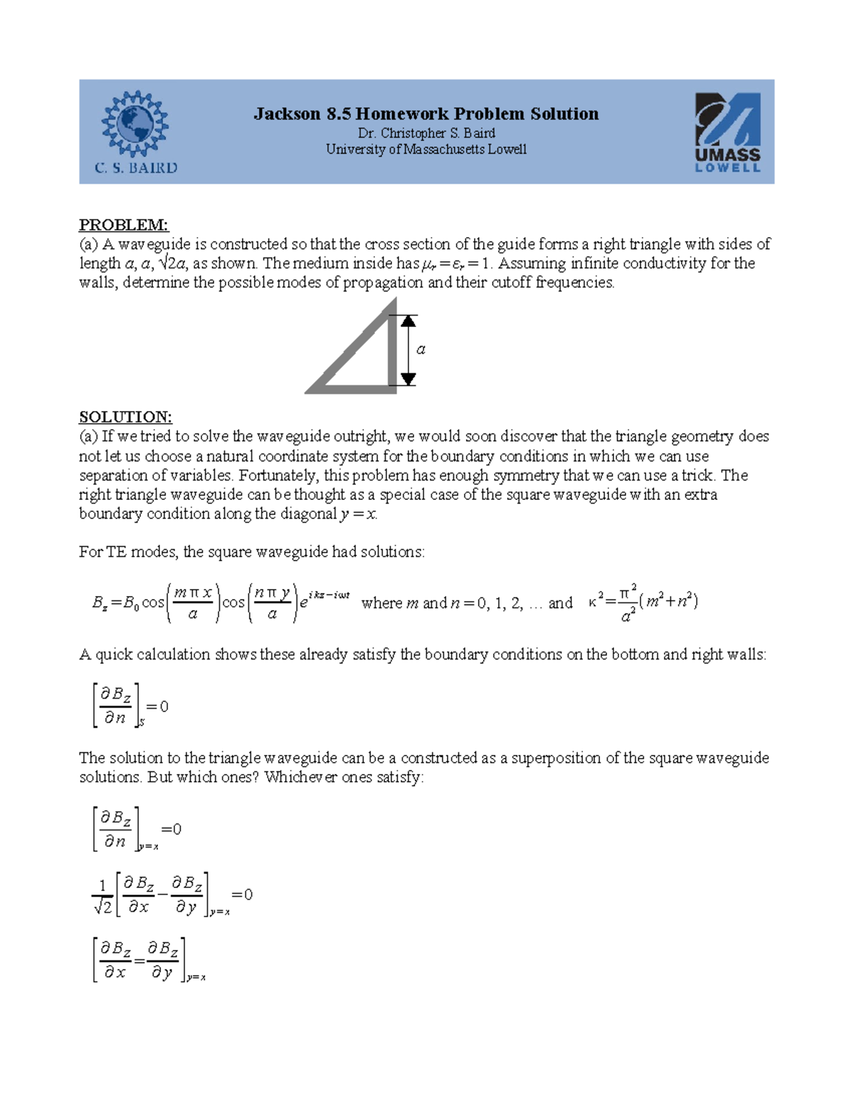 Jackson 8 5 Homework Solution - ####### Jackson 8 Homework Problem ...