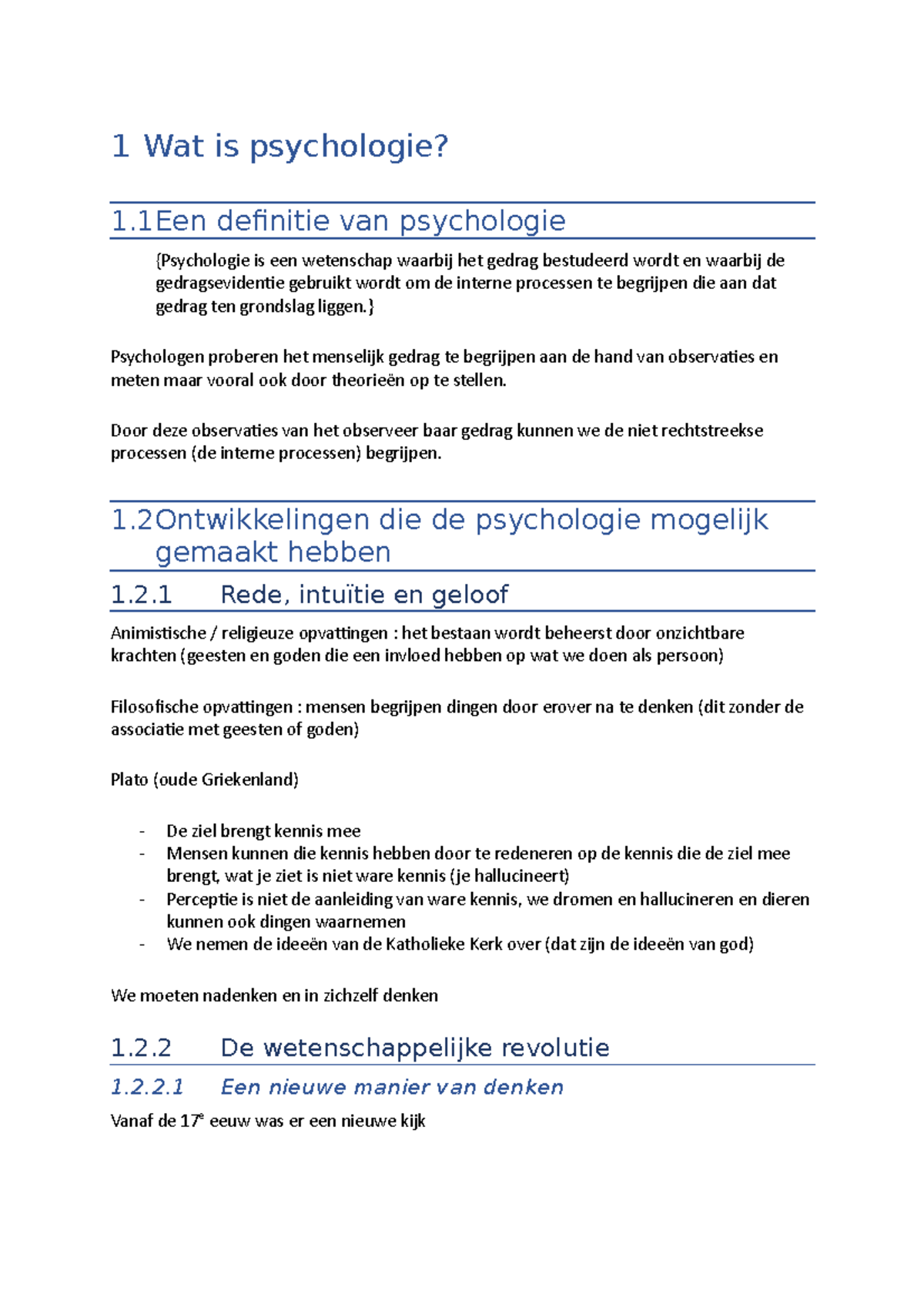 Psychologie Samenvatting - 1 Wat Is Psychologie? 1 Definitie Van ...