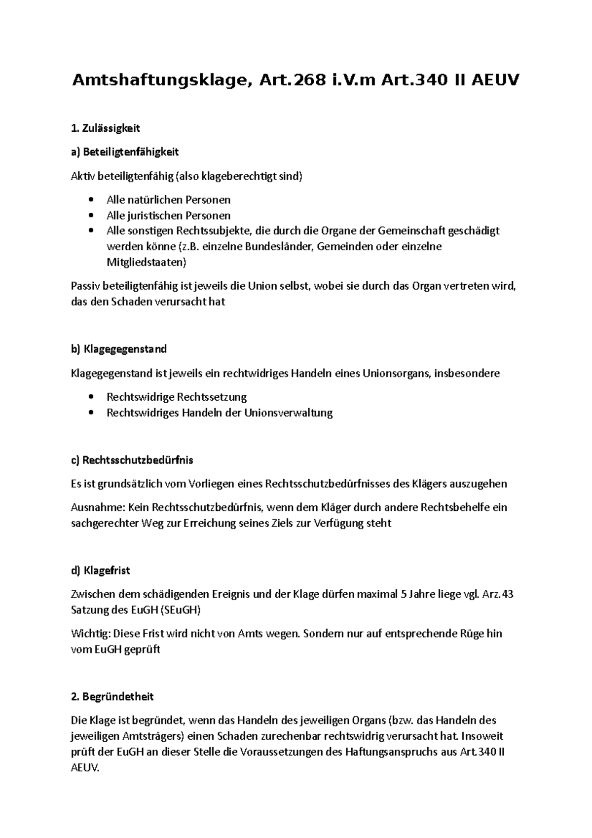 Schema Amthaftungsklage - Amtshaftungsklage, Art I.V Art II AEUV ...