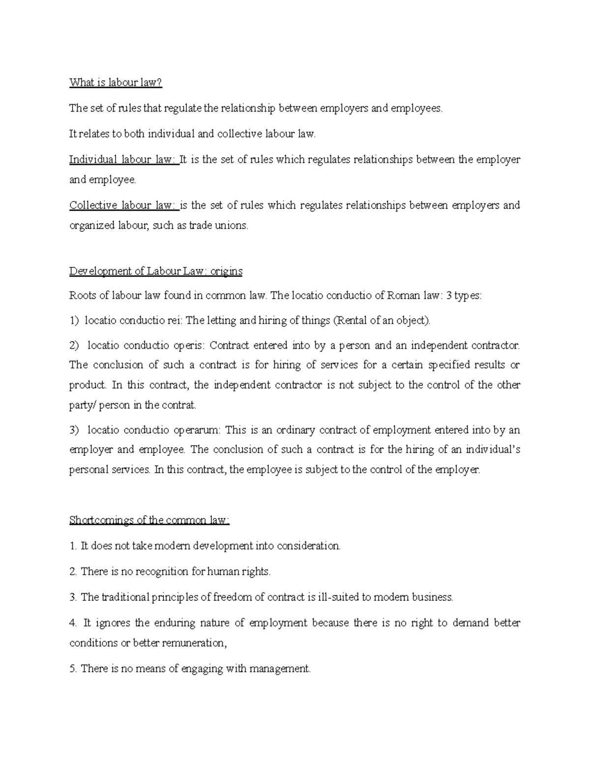LAB Theme 1 - Detailed labour law class notes. - What is labour law ...
