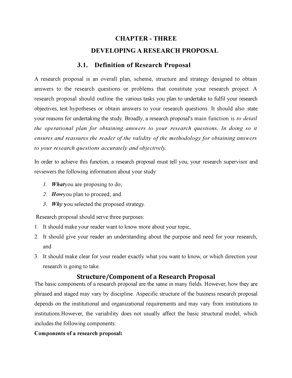 how to write chapter 3 of research proposal