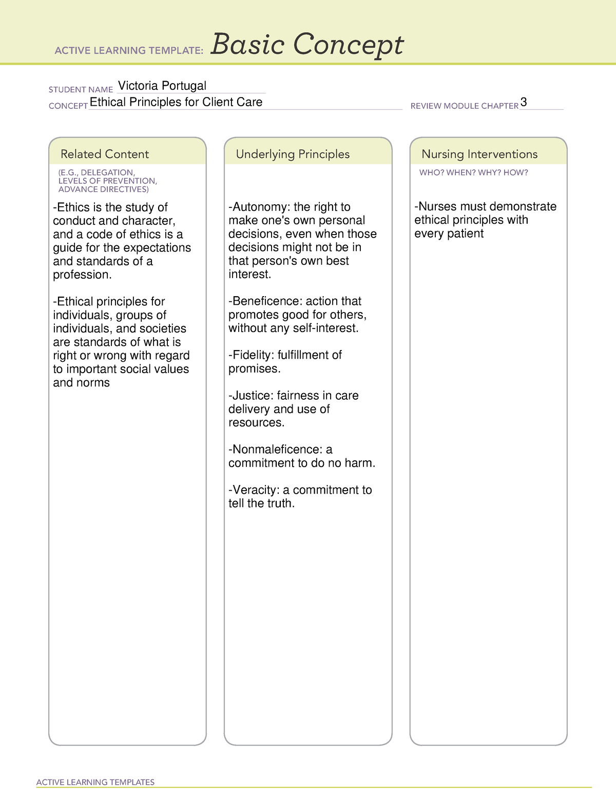 Ethical Principles Basic Concept ACTIVE LEARNING TEMPLATES Basic