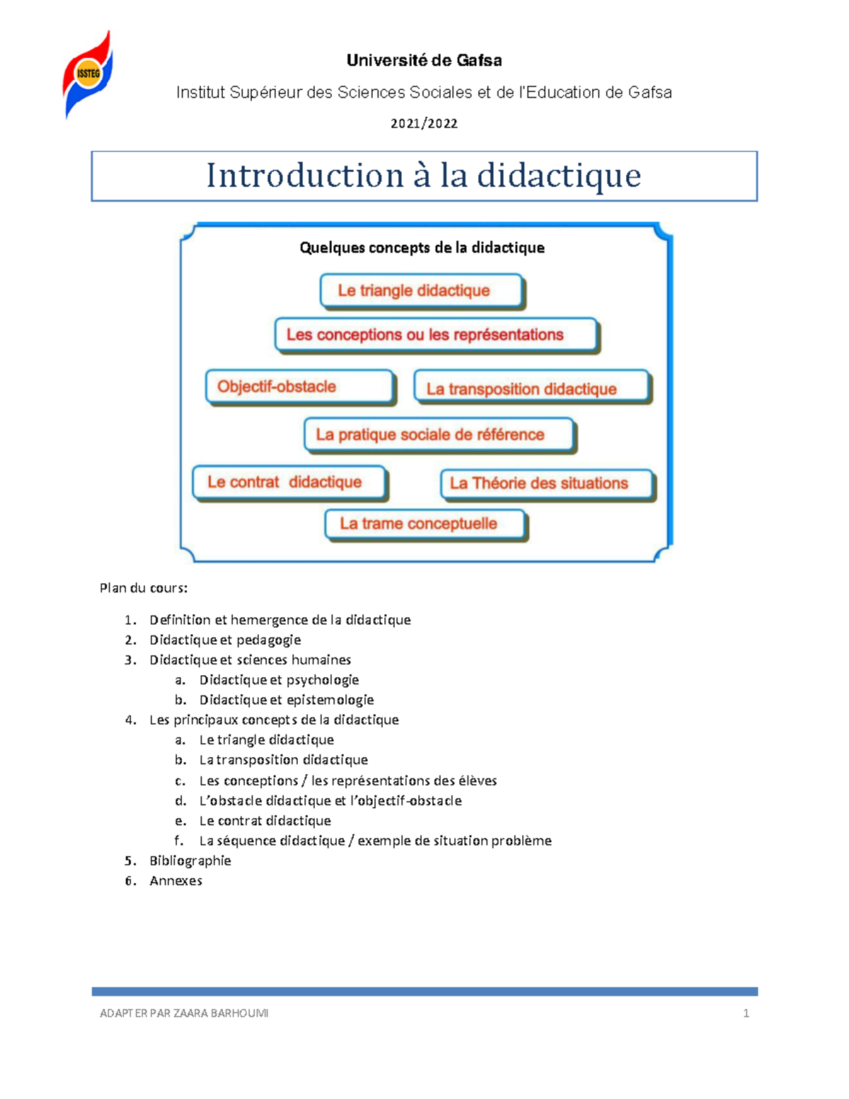 Cours didactique 2022 - Université de Gafsa Institut Supérieur des ...