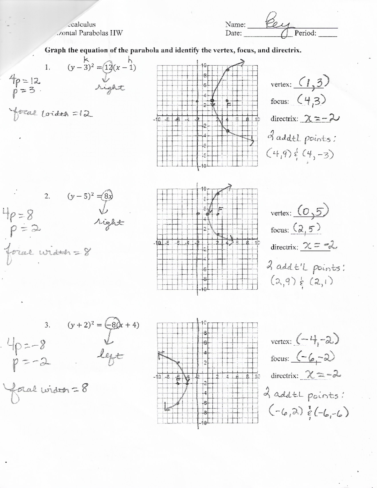 10.2 (Day 3) Horizontal Parabolas HW KEY - Studocu