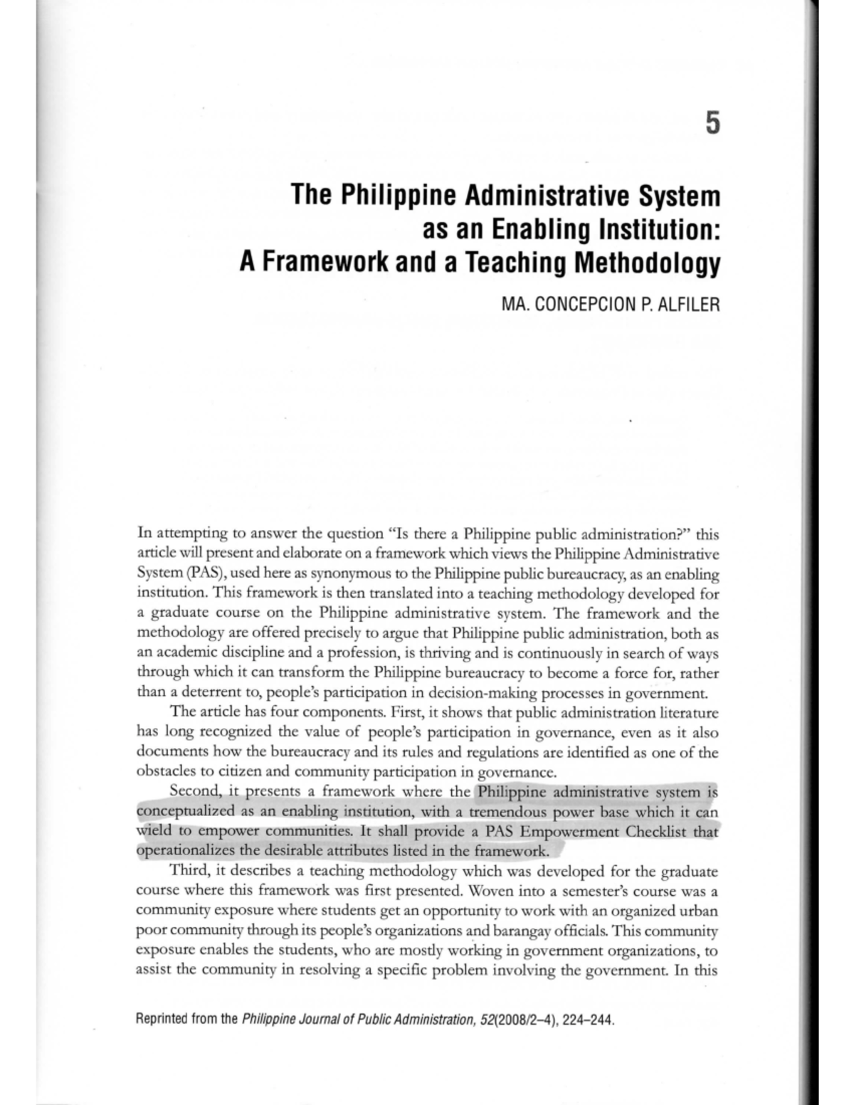 PAS as Enabling institution - AB Political Science - Studocu