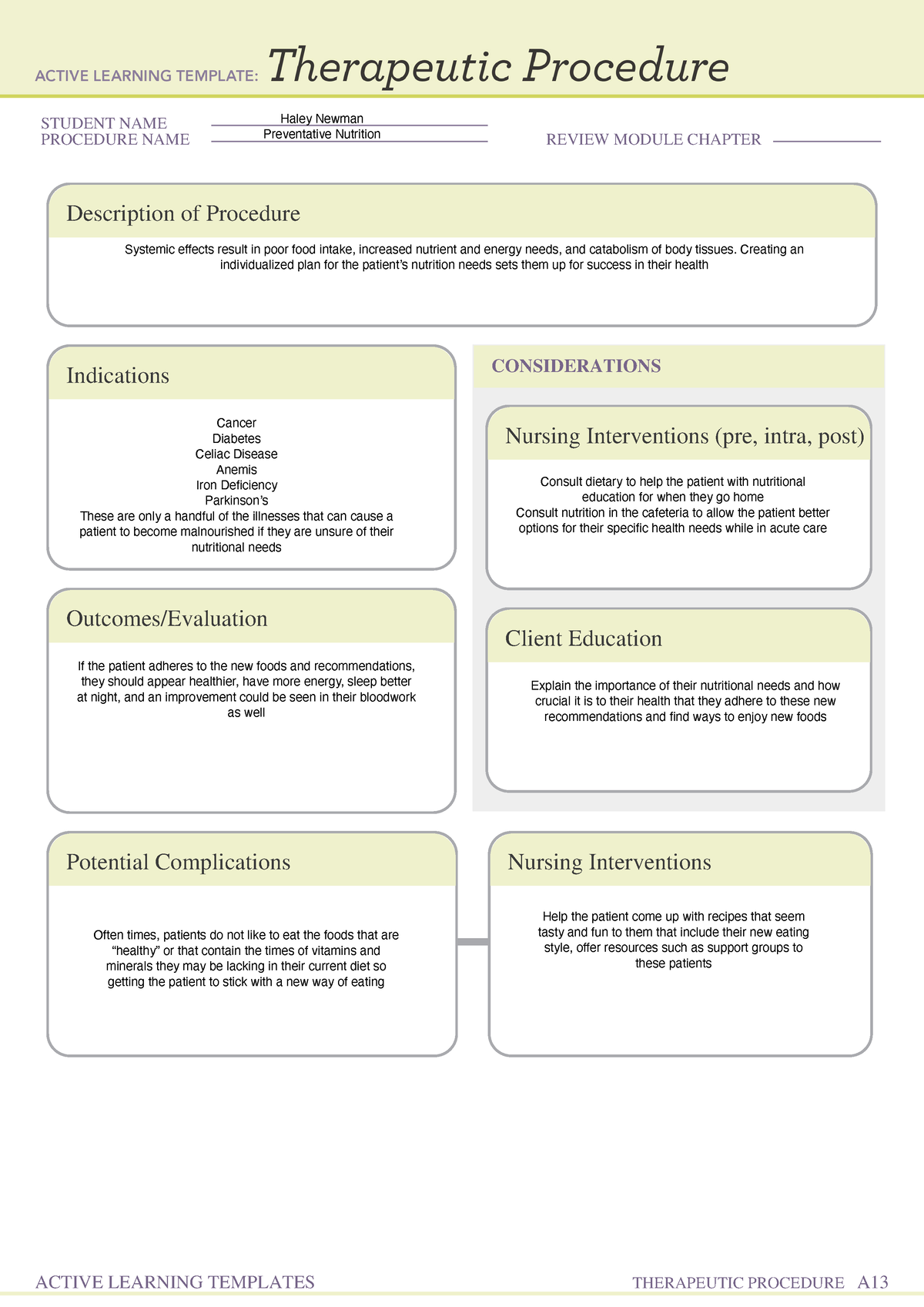 AC2 ATI Nutrition B Remediation - NRSE 4550 - STUDENT NAME PROCEDURE ...