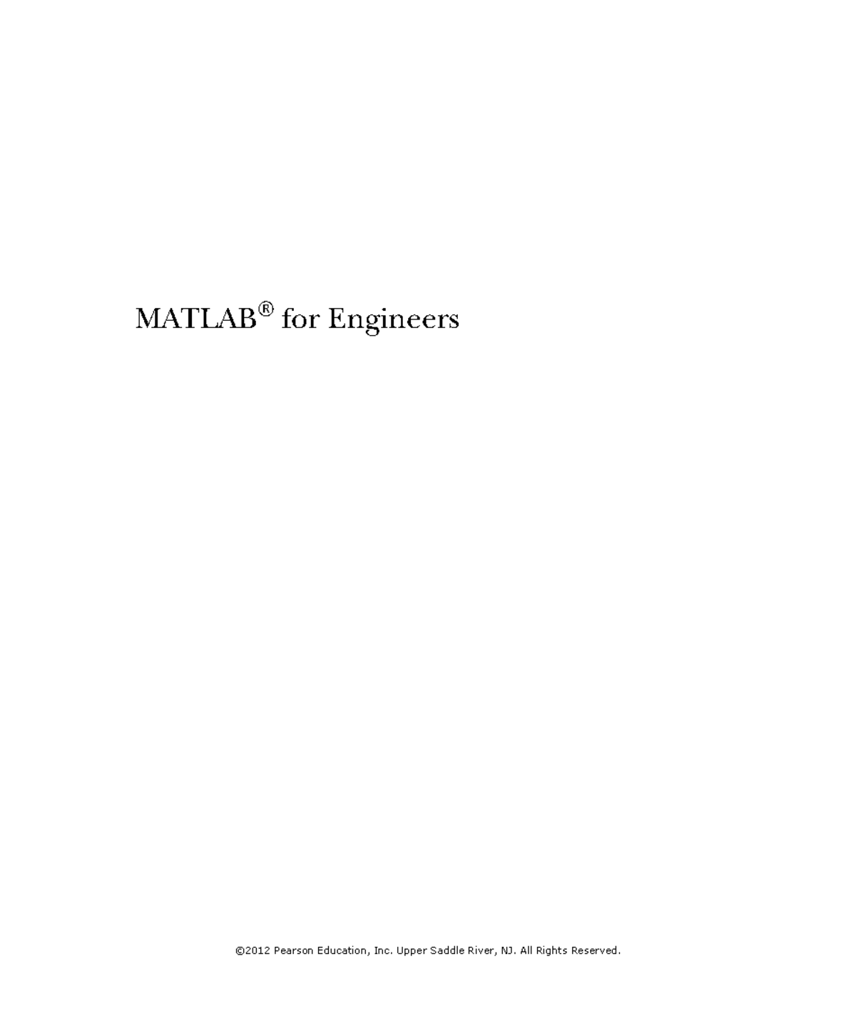 Matlab for Engineers - computational mathematics. - MATLAB ® for ...