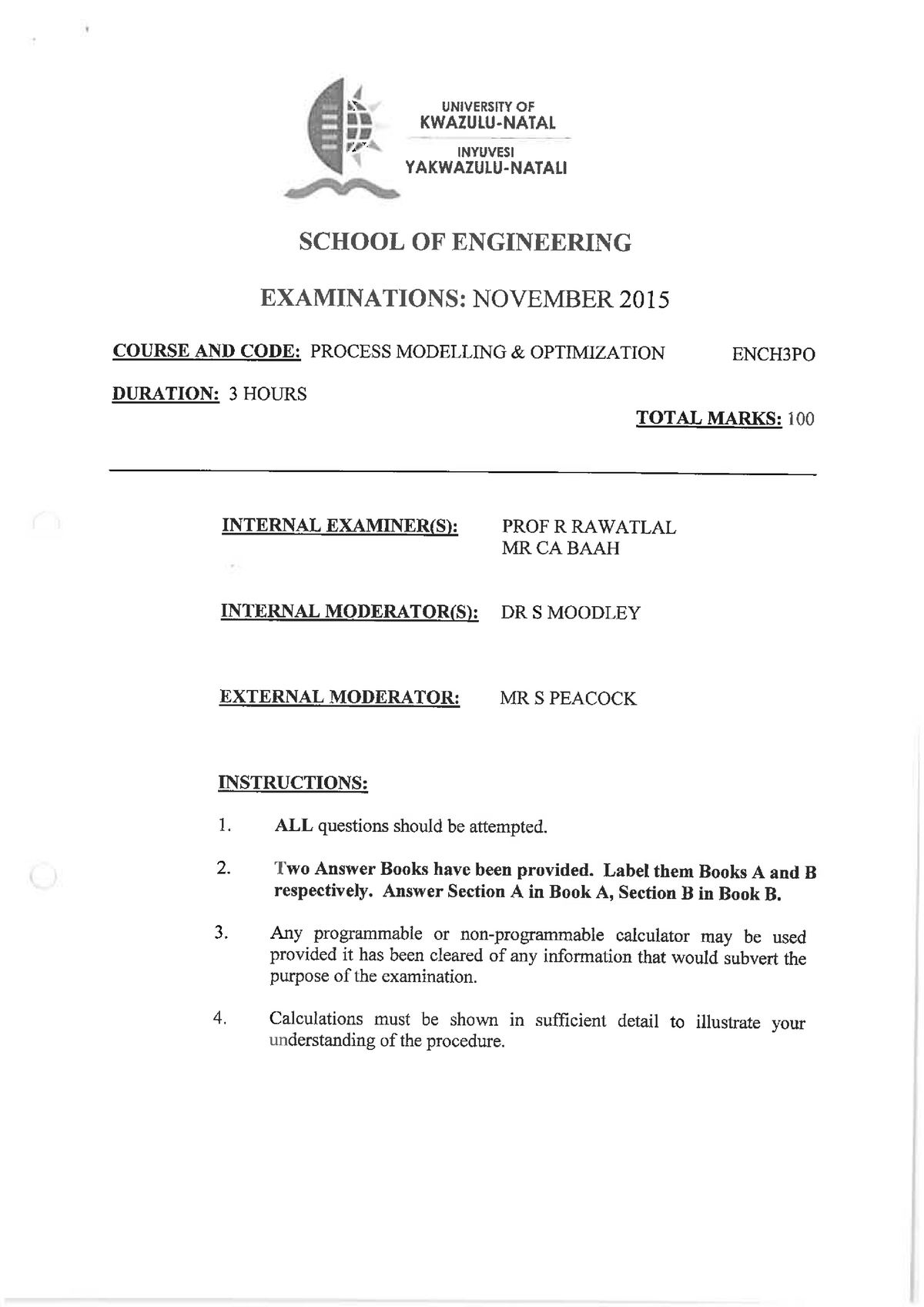 Exam 2015, questions - ENCH3PO - Studocu