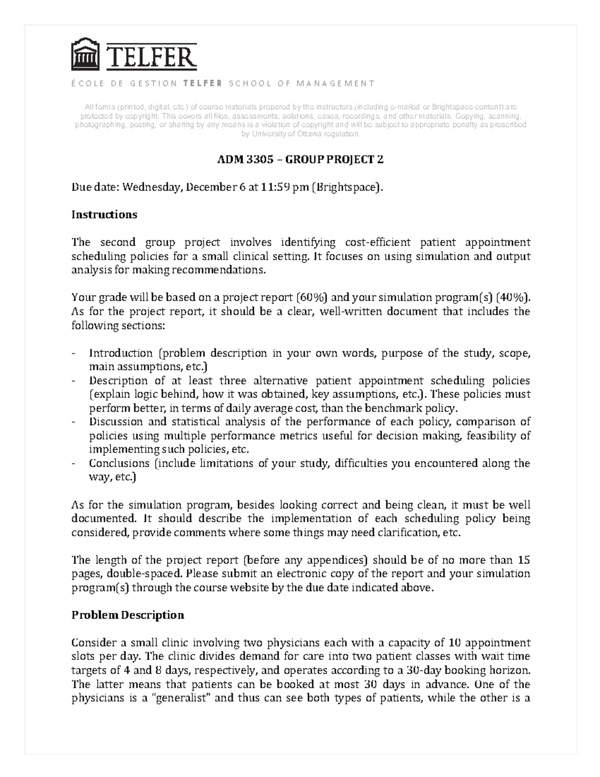 Project 2 Description É C O L E D E G E S T I O N T E L F E R S C H