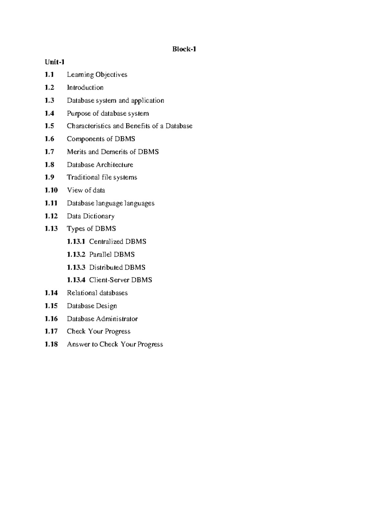 Complete notes - Block- Unit- 1 Learning Objectives 1 Introduction 1 ...